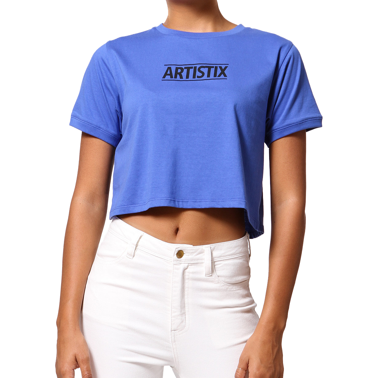 ARTISTIX Women Cotton Logo Graphic Cropped Top Blue