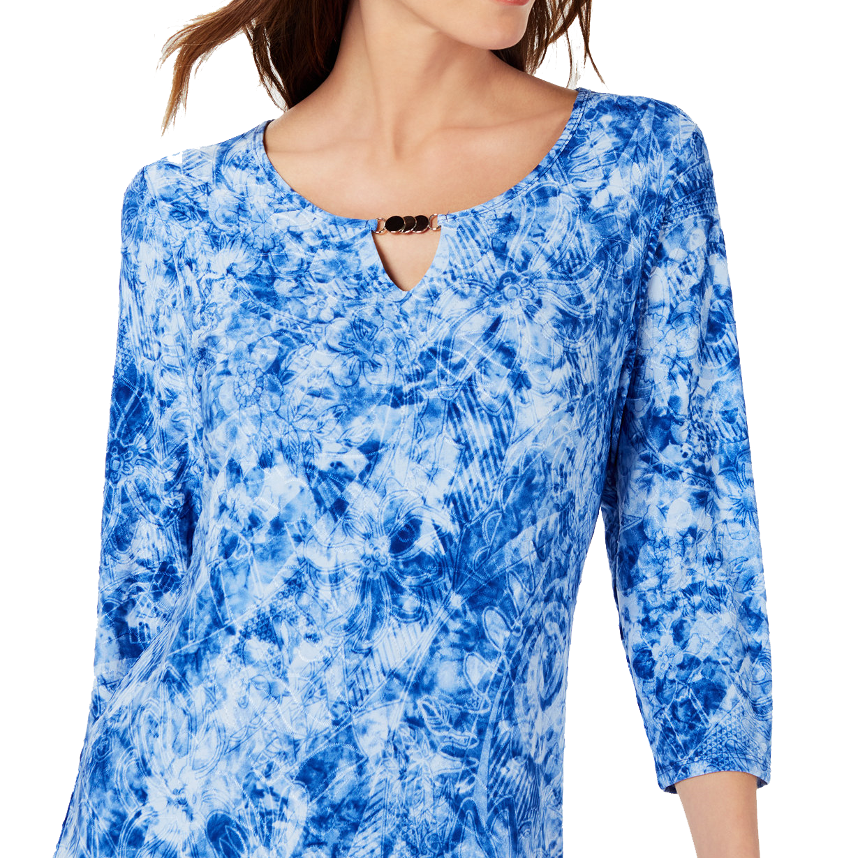 NY Collection Women Petite Embellished Tie Dyed Dress