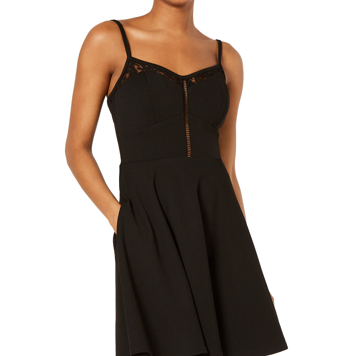 Speechless Women Lace Detail Fit & Flare Dress Black