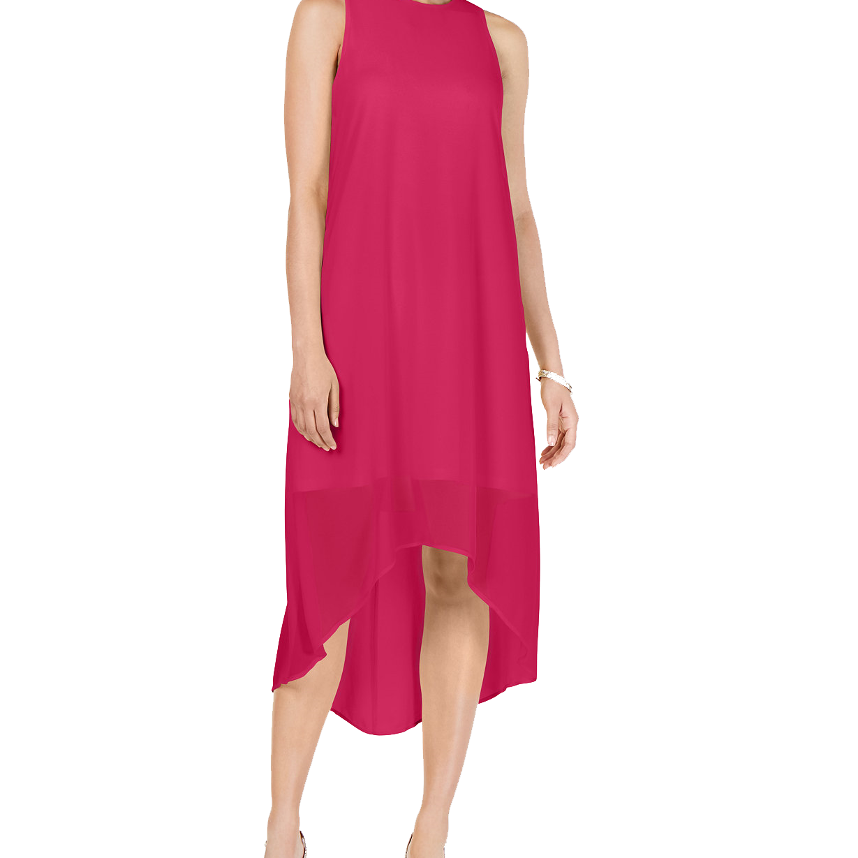 Alfani Women Petite High Low Dress Flamenco Pink