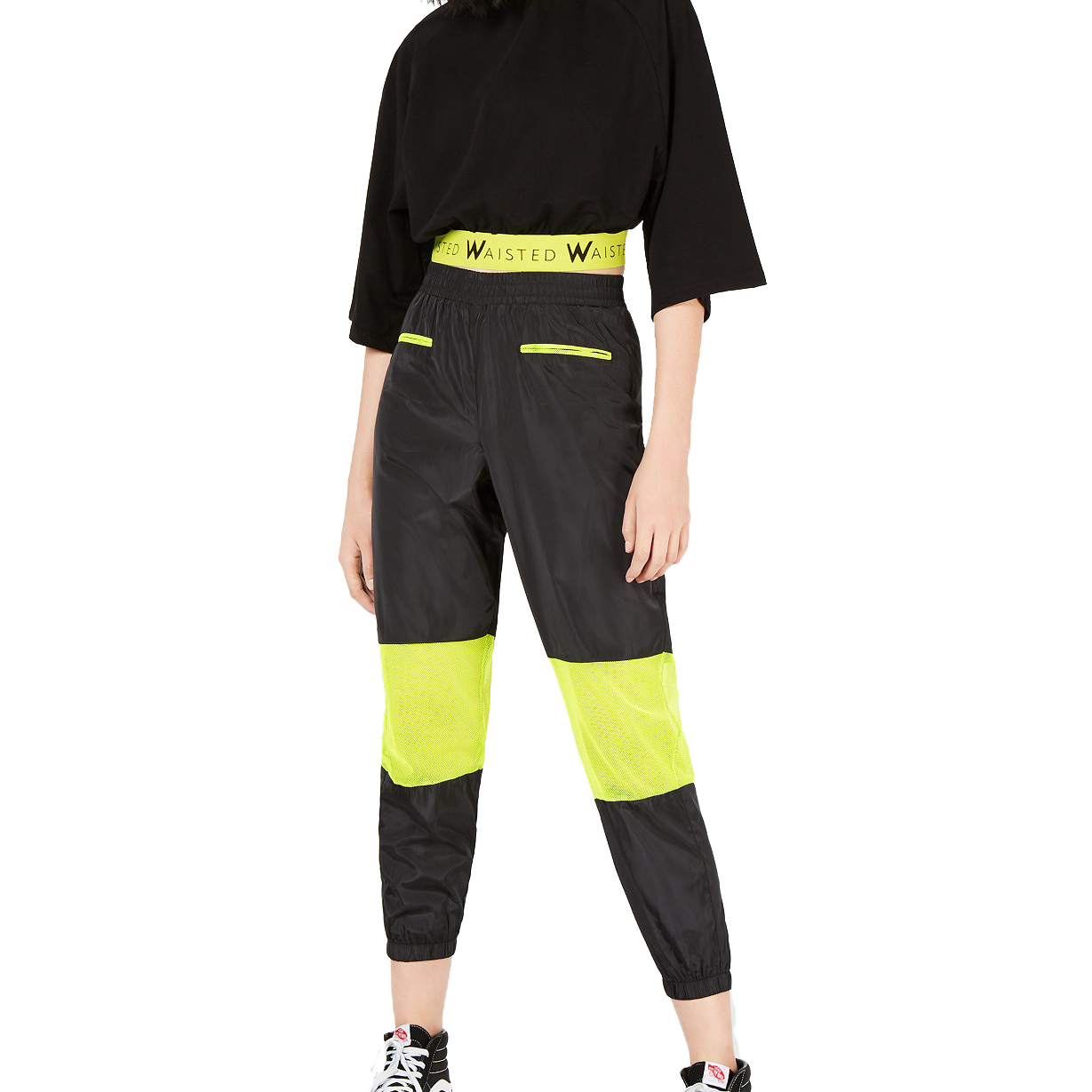 Waisted Women Neon Mesh Jogger Pants