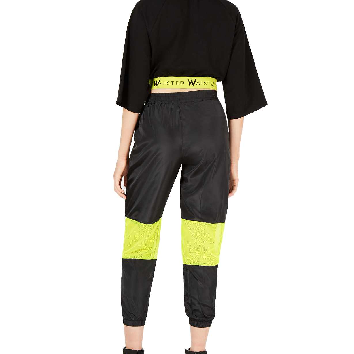 Waisted Women Neon Mesh Jogger Pants