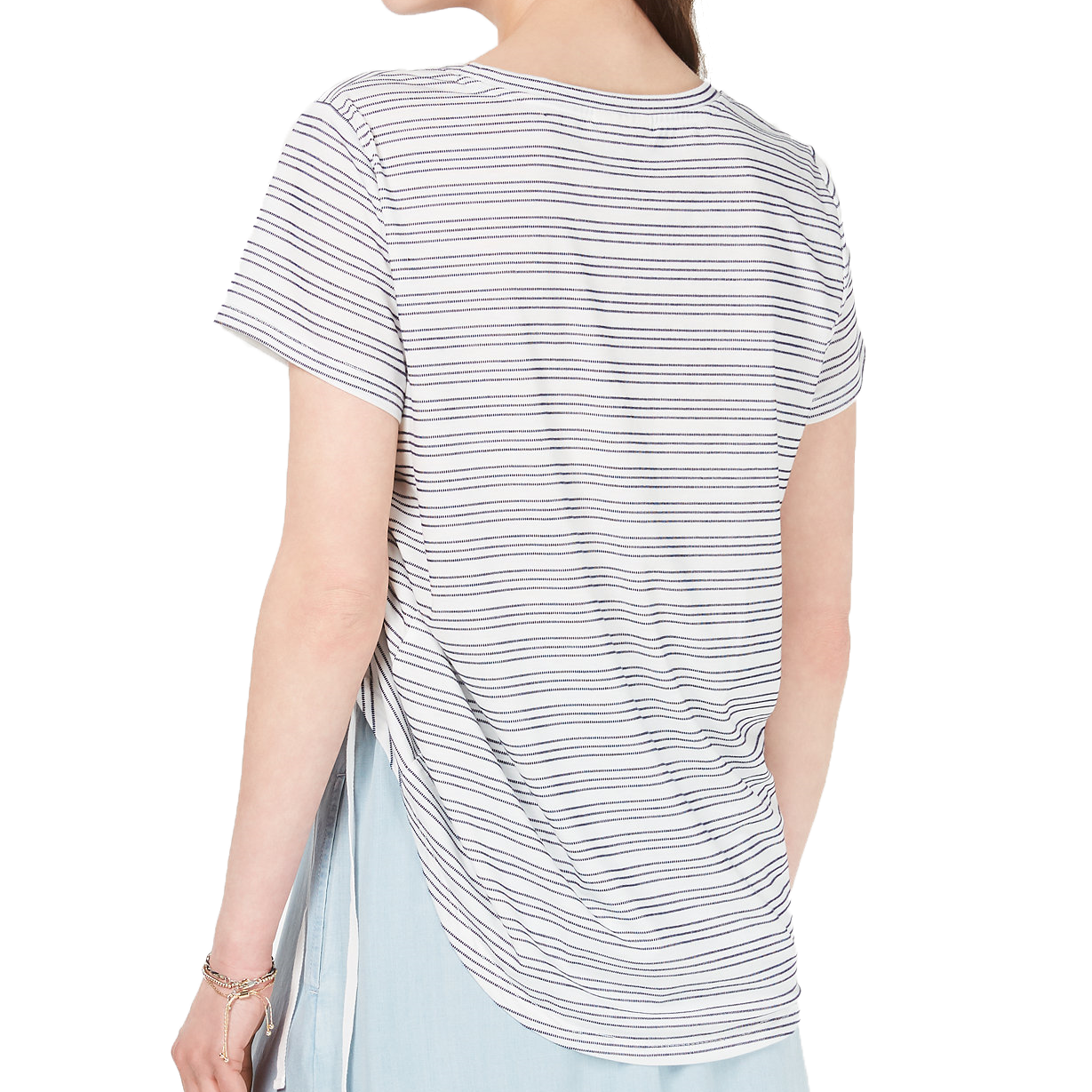 Style & Co Women Striped Side Ruched Top