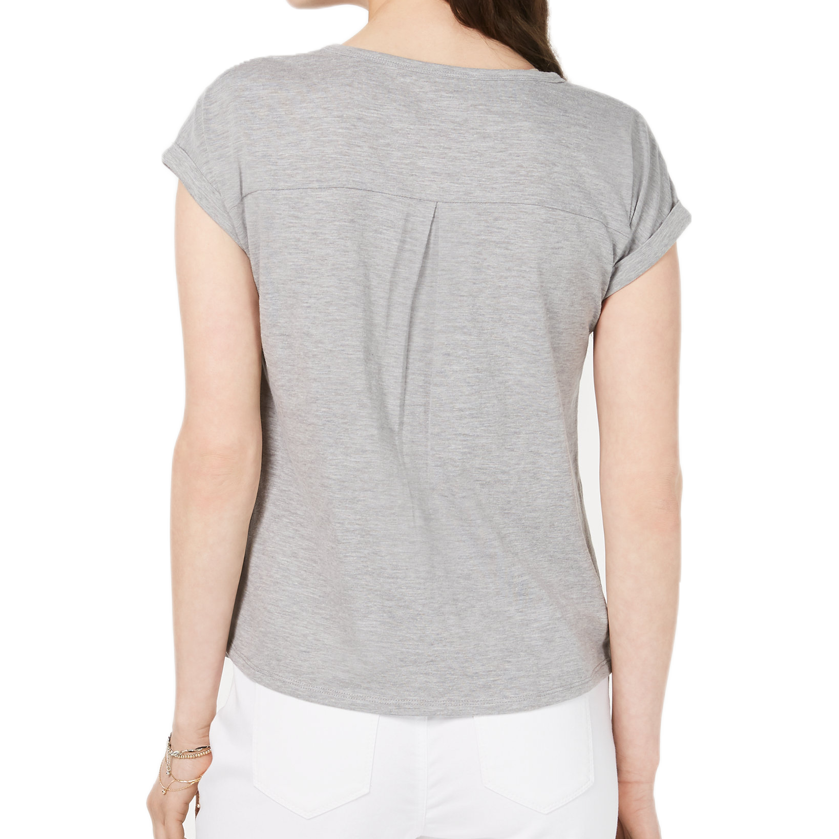 Style & Co Women Petite Printed Scoop Neck Top