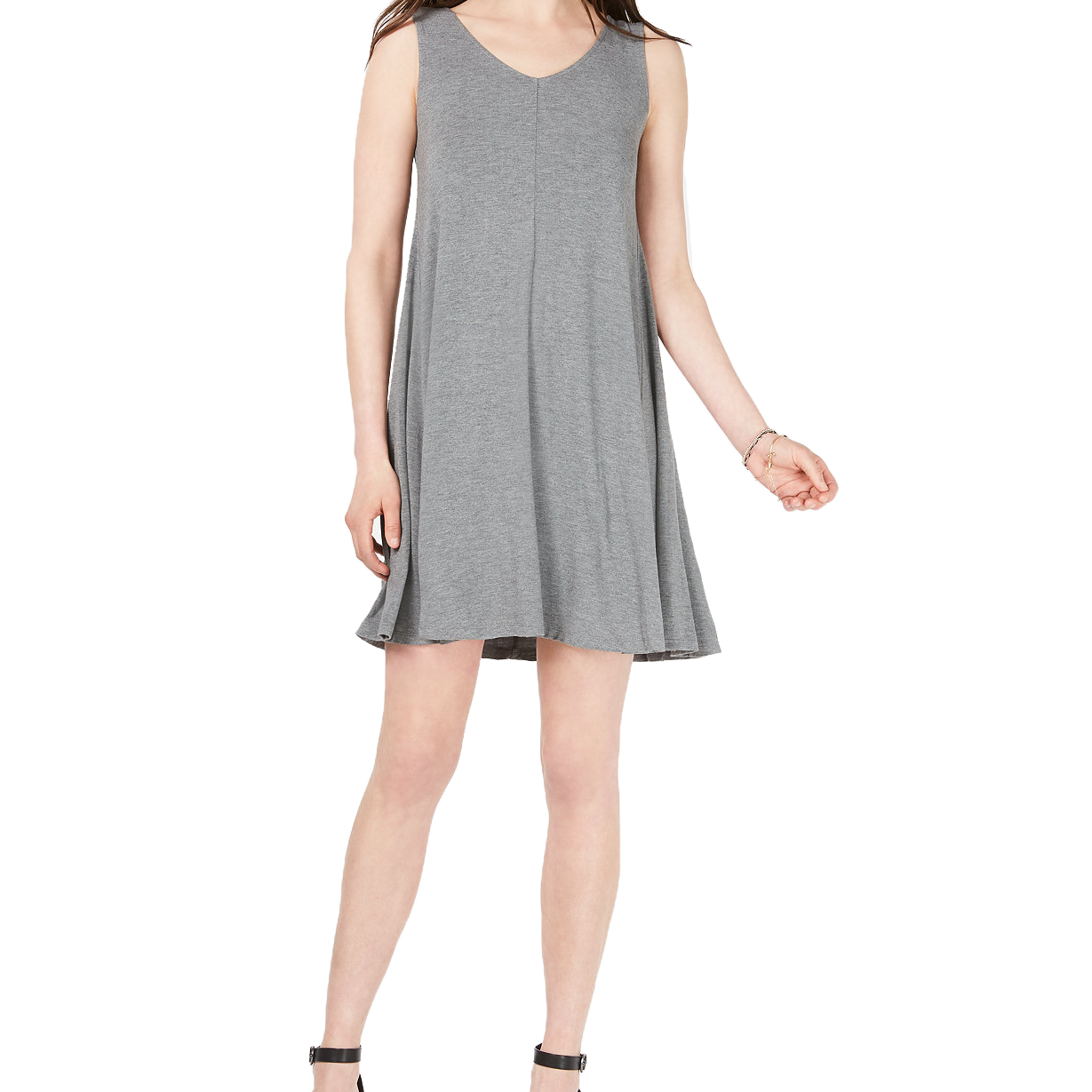 Style & Co Cross Back Dress Heather Grey