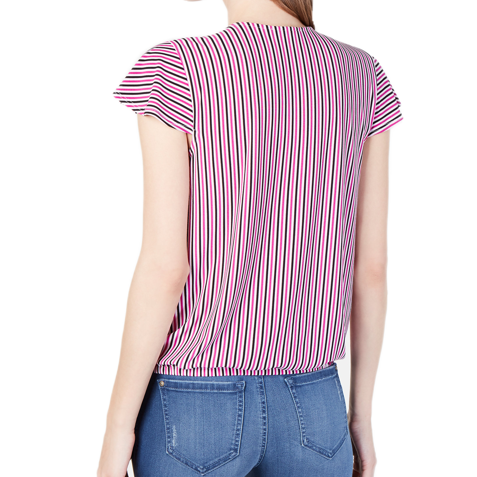 INC International Concepts Women Striped Cap Sleeve Wrap Shirt