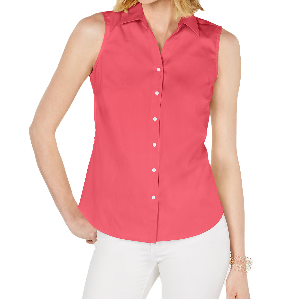 Charter Club Women Collared Shirt Tuscan Coral