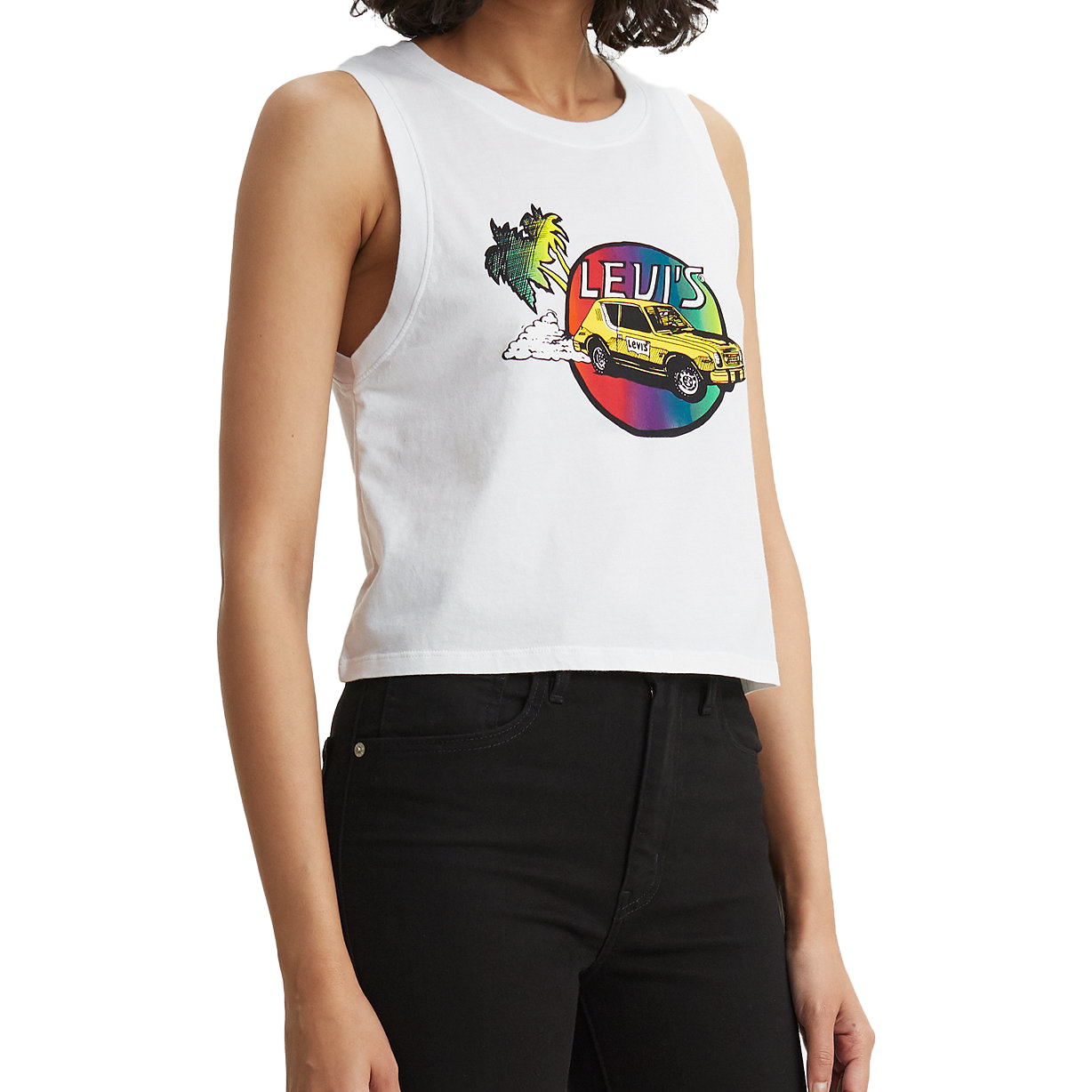 Levis-Women-Cotton-Graphic-Cropped-Tank-Top-Car-White