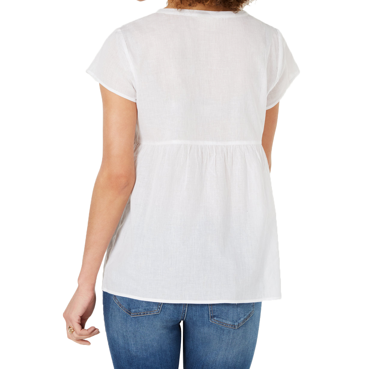 Style & Co Women Embroidered Tassel Top