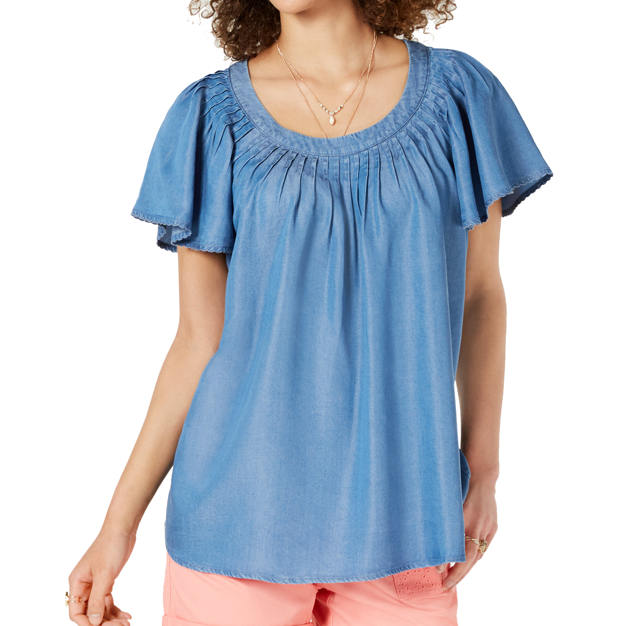 Style & Co Women Pleated Soft Top Sun Wash
