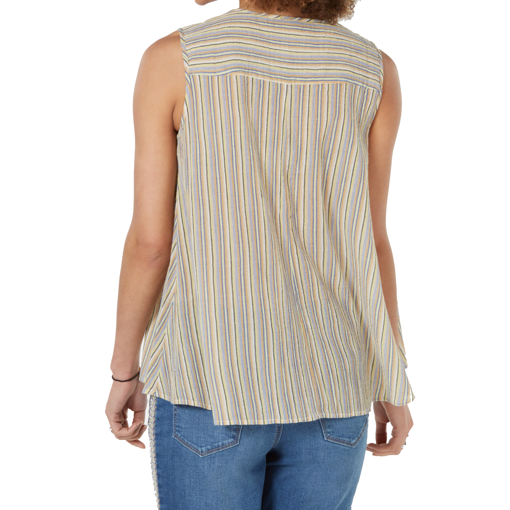 Style & Co Cotton Striped Button Front Top