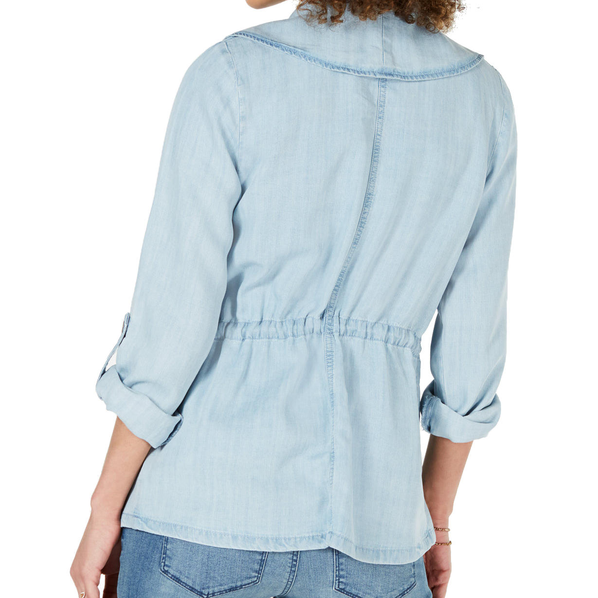 Style & Co Women Draped Chambray Jacket