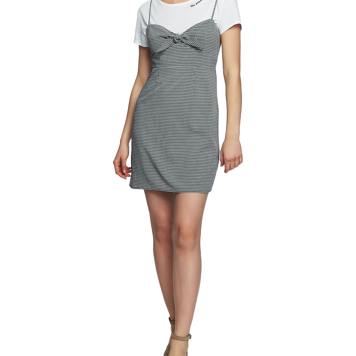 1.STATE Women Printed Mini Dress Rich Black