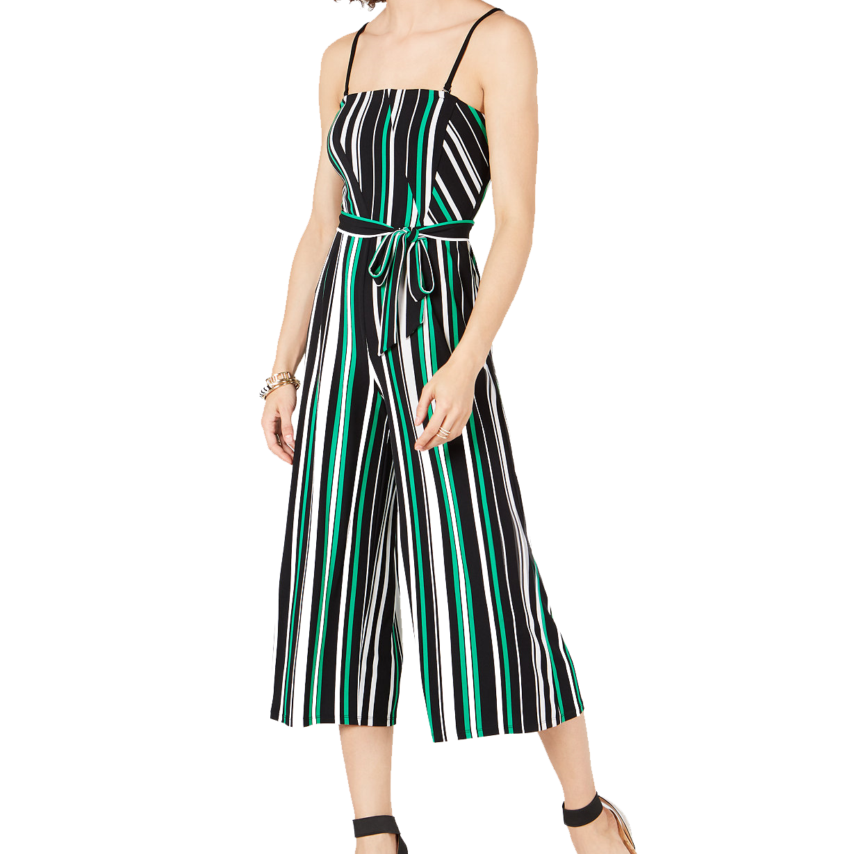 INC International Concepts Women Petite Corset Top Jumpsuit Middle Stripe