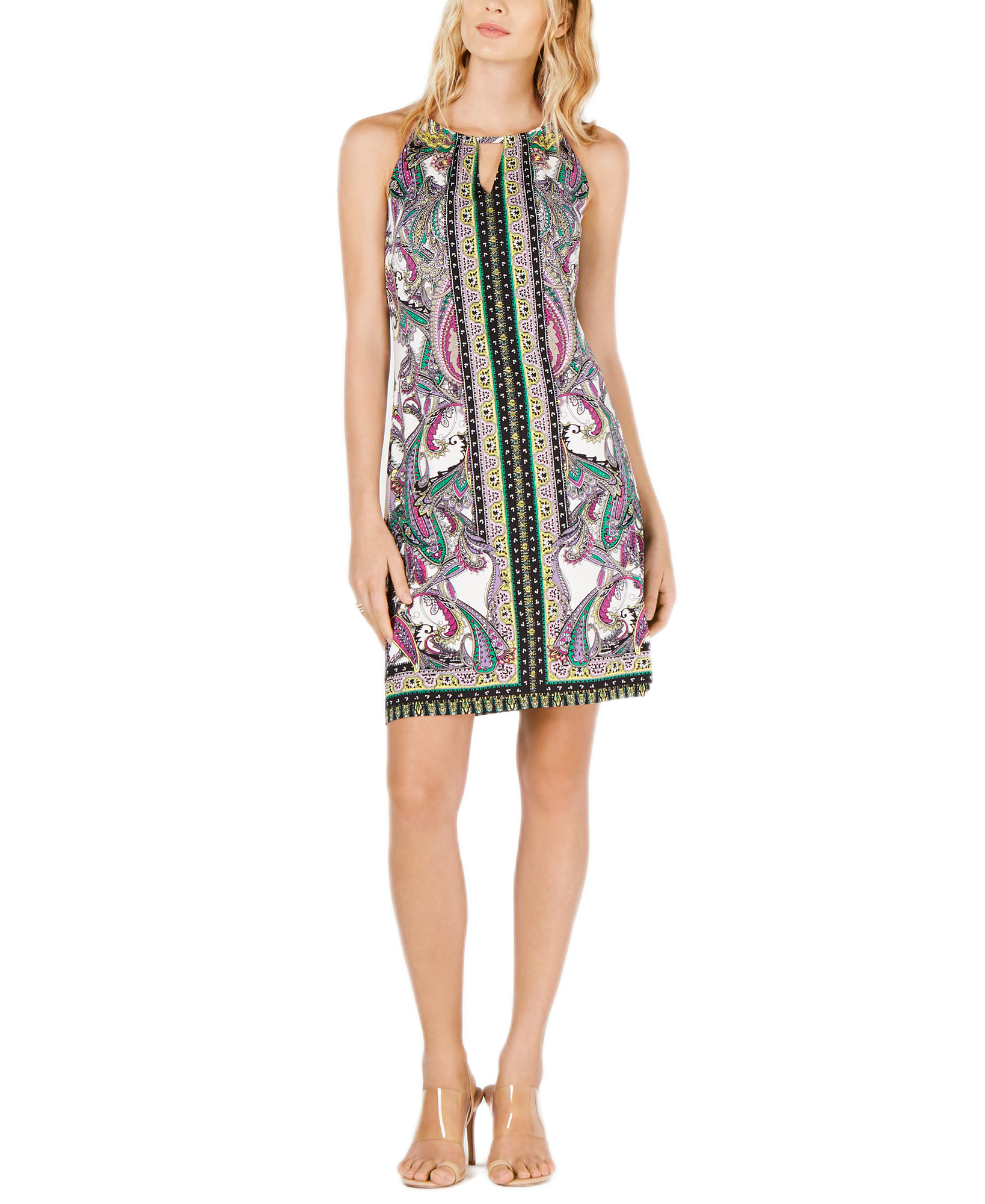 INC International Concepts Women Petite Printed Halter Dress Love Paisley