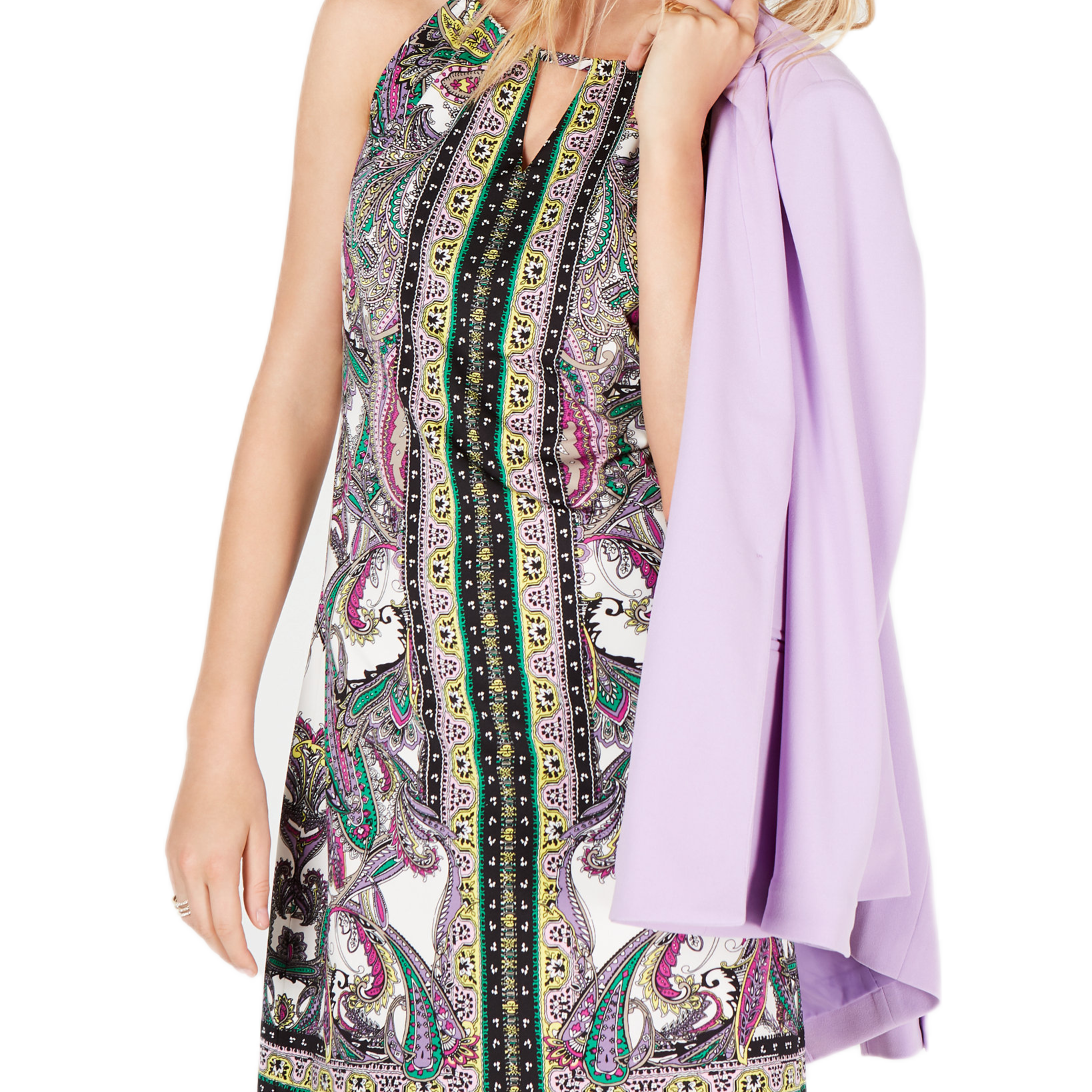 INC International Concepts Women Petite Printed Halter Dress