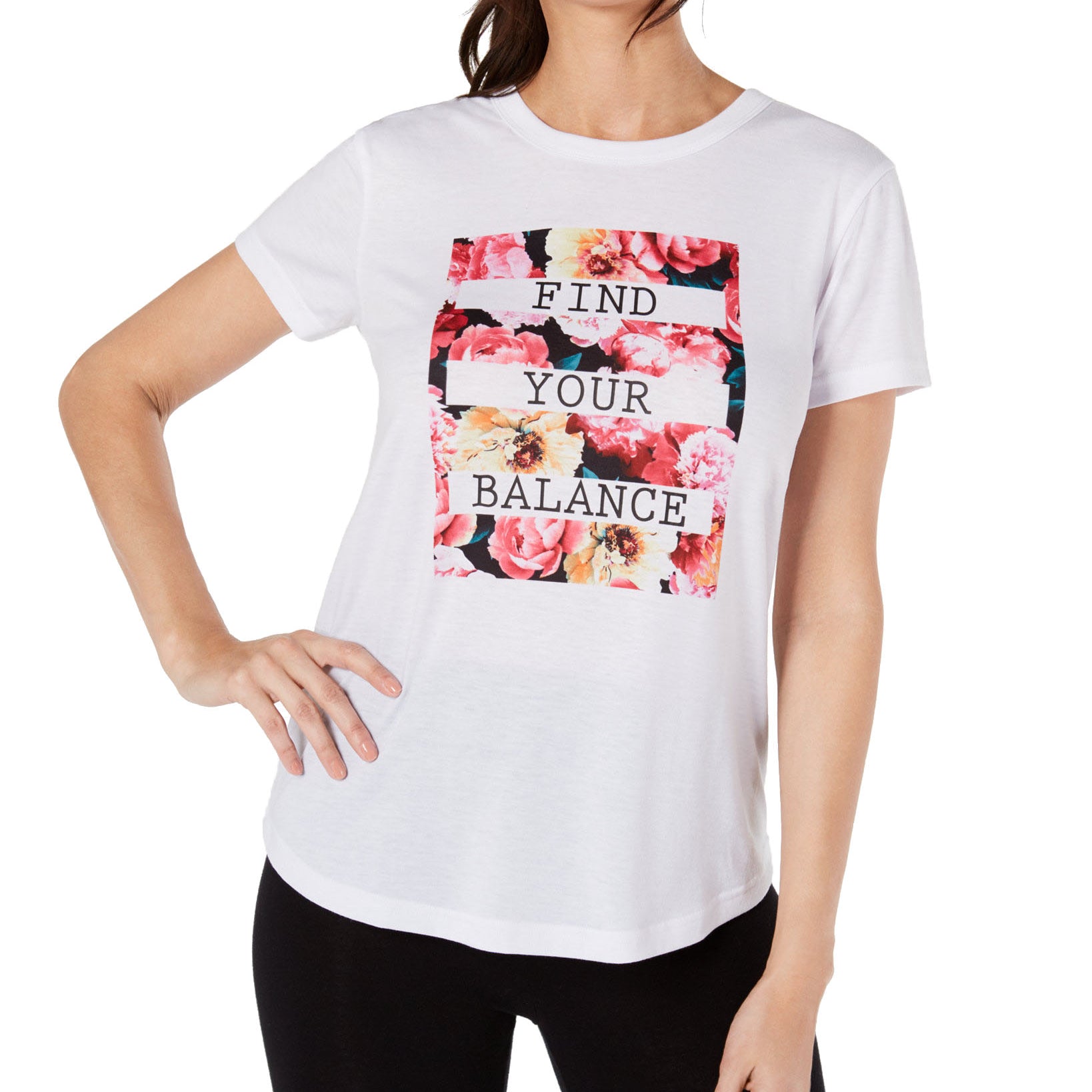 Ideology Women Find Your Balance Graphic T Shirt Bright White