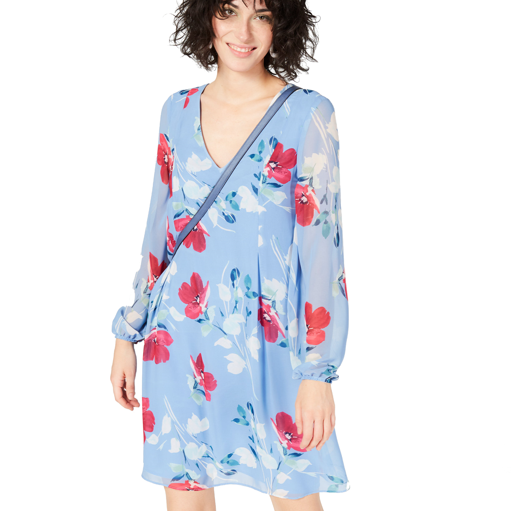 INC International Concepts Women Shift Dress Sky Blue Floral