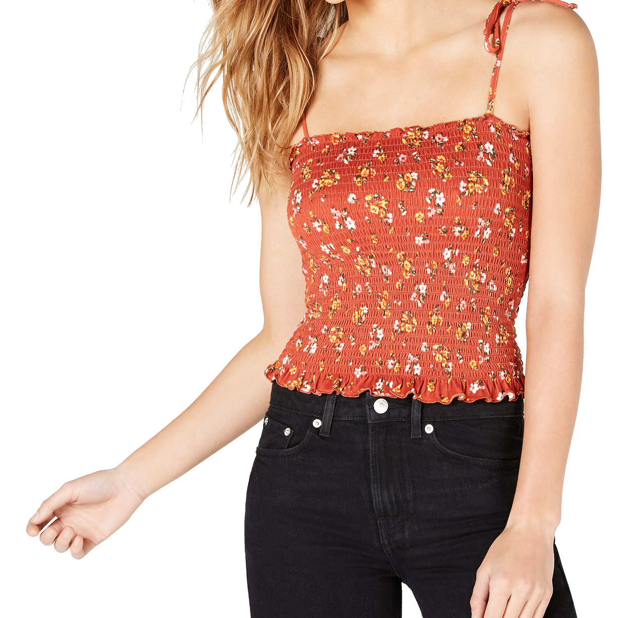 Polly & Esther Women Smocked Tank Top Rust