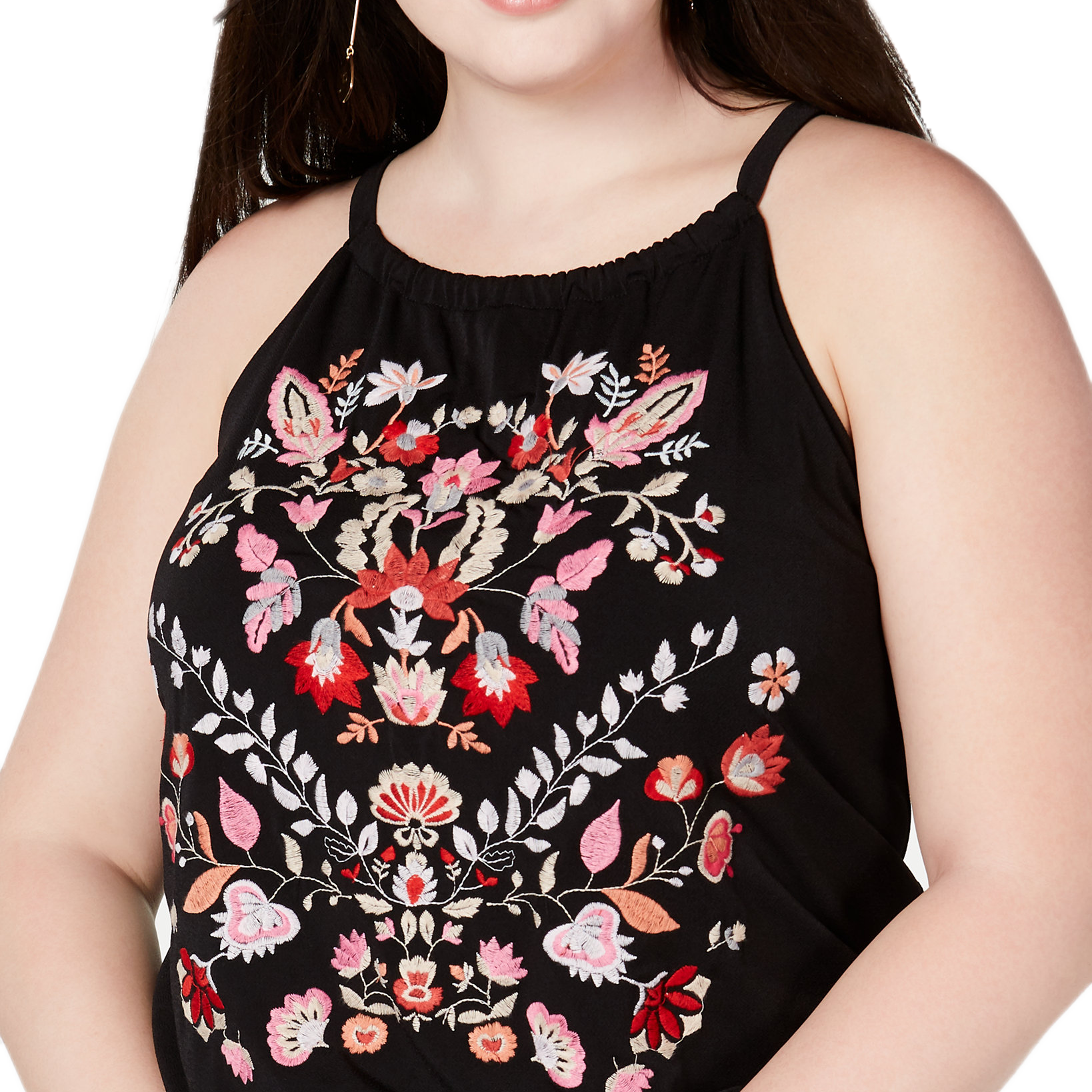INC International Concepts Women Plus Embroidered Jumpsuit