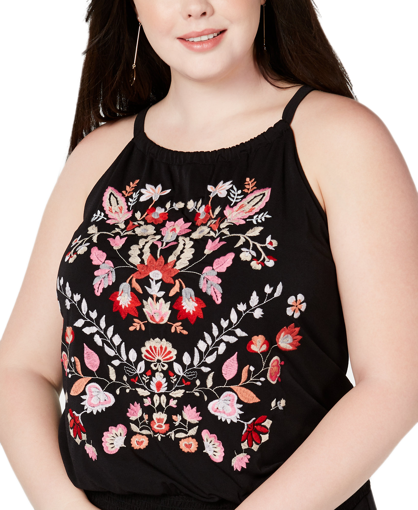 INC International Concepts Women Plus Embroidered Jumpsuit