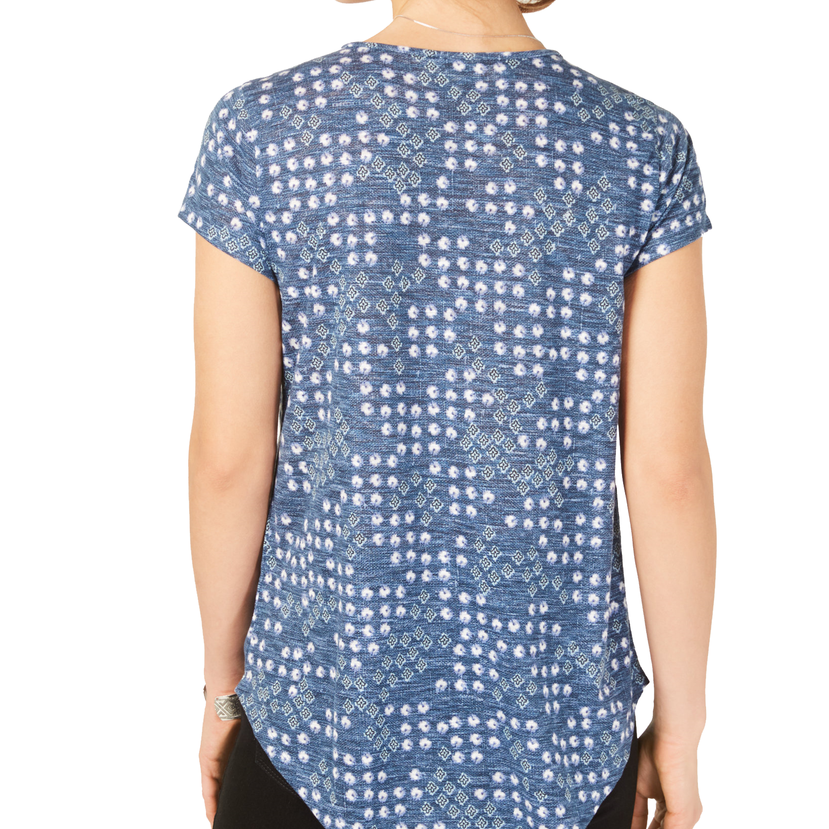 Style & Co Printed Crochet Trim Top