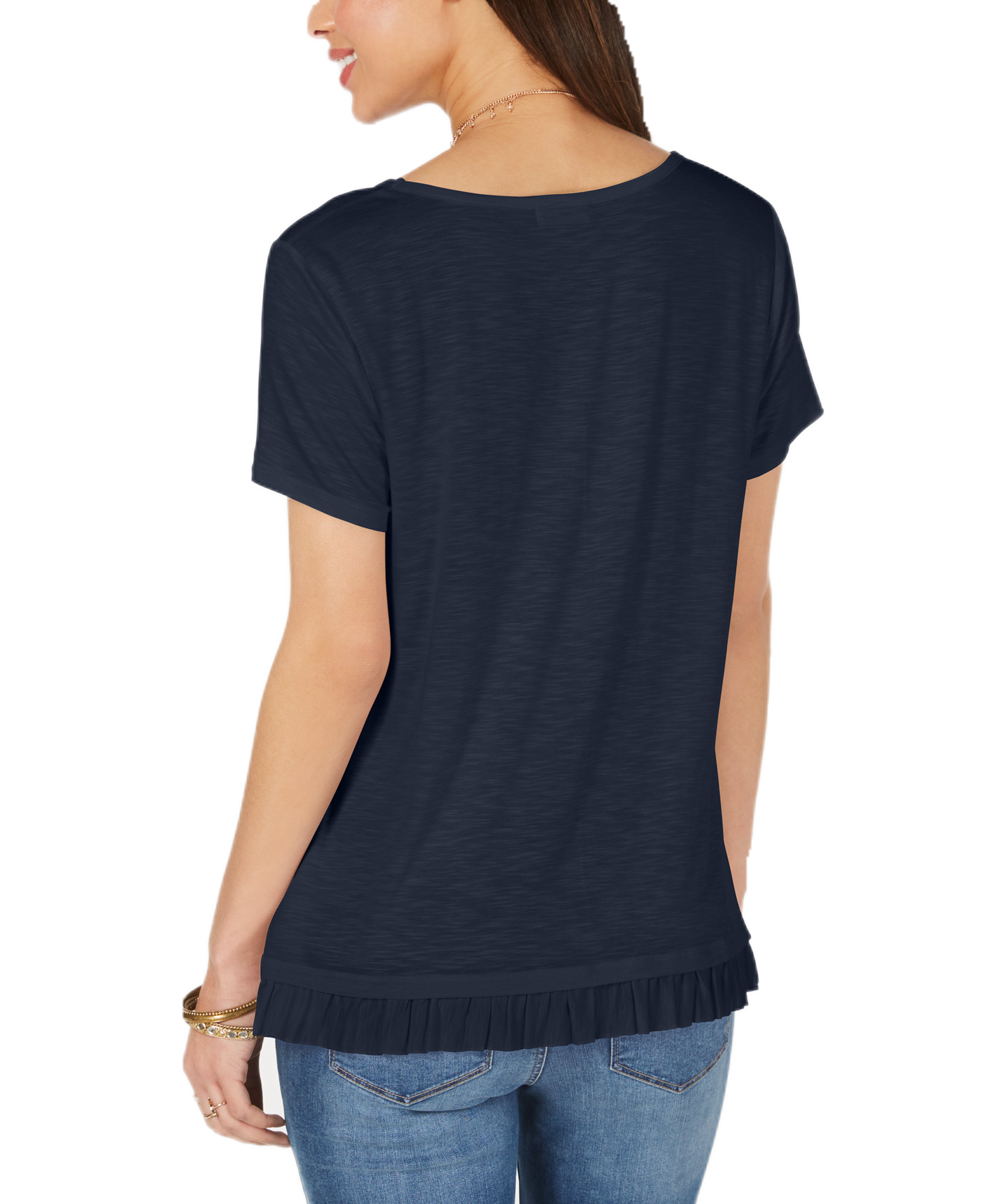 Style & Co Women Ruffled Hem Top