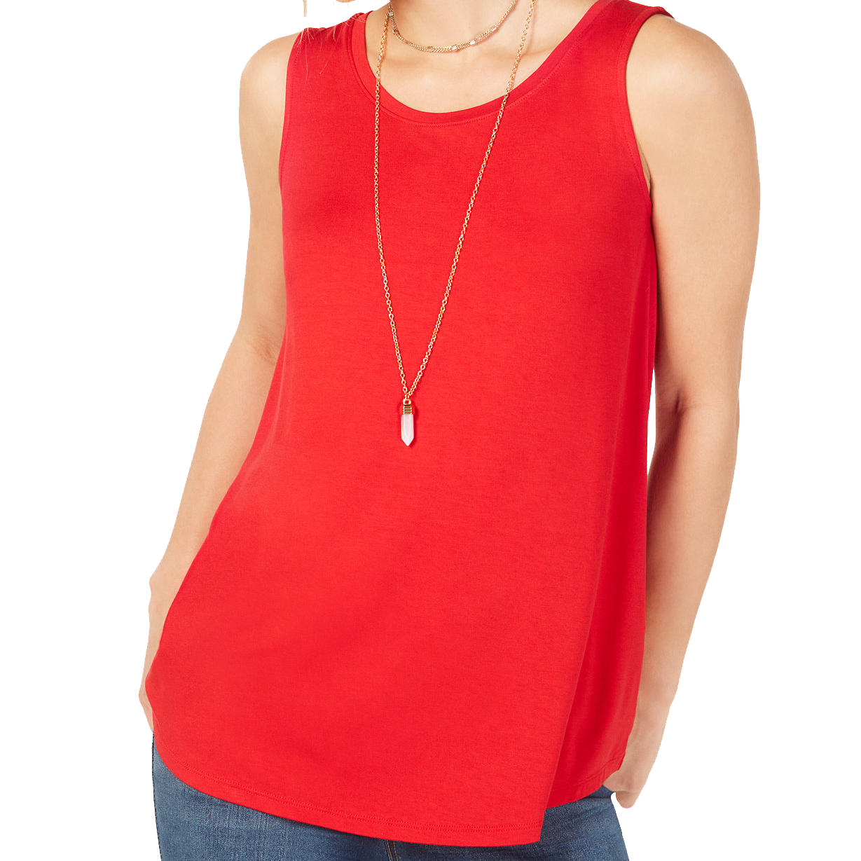 Style & Co Women Swing Fit Tank Top Real Red