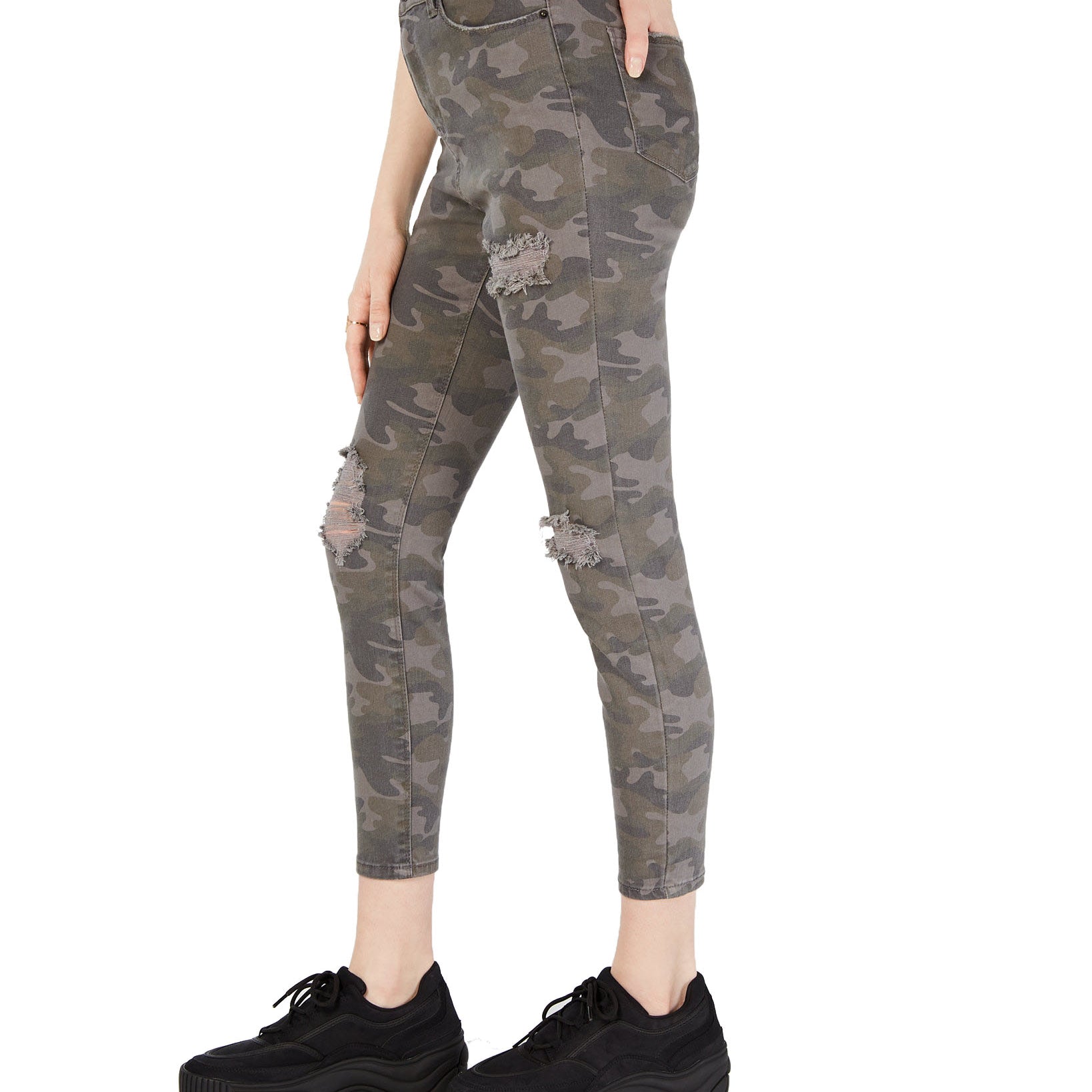Vanilla Star Women Ripped Camo Print Skinny Jeans