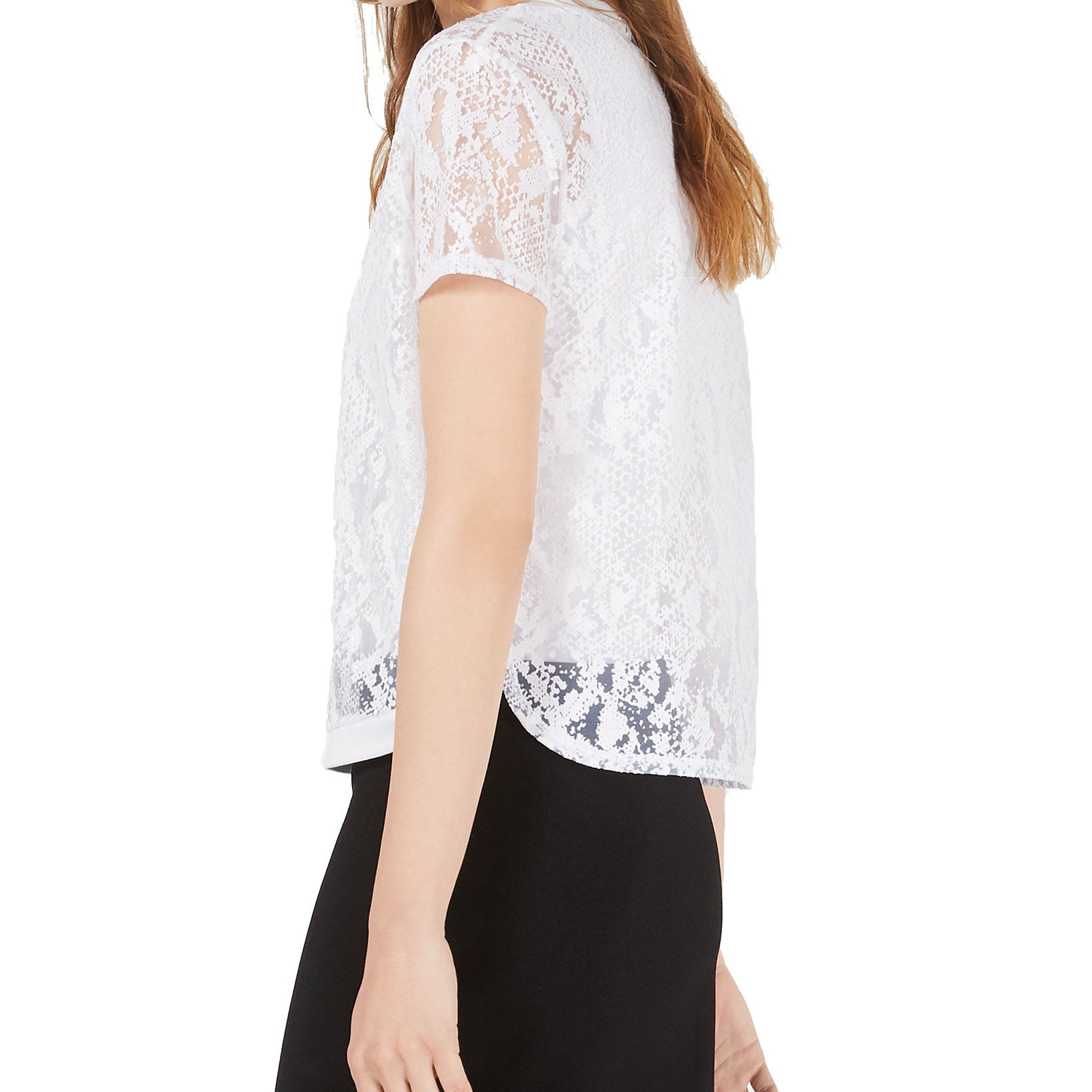 Bar III Women Sheer Burnout Mesh Top