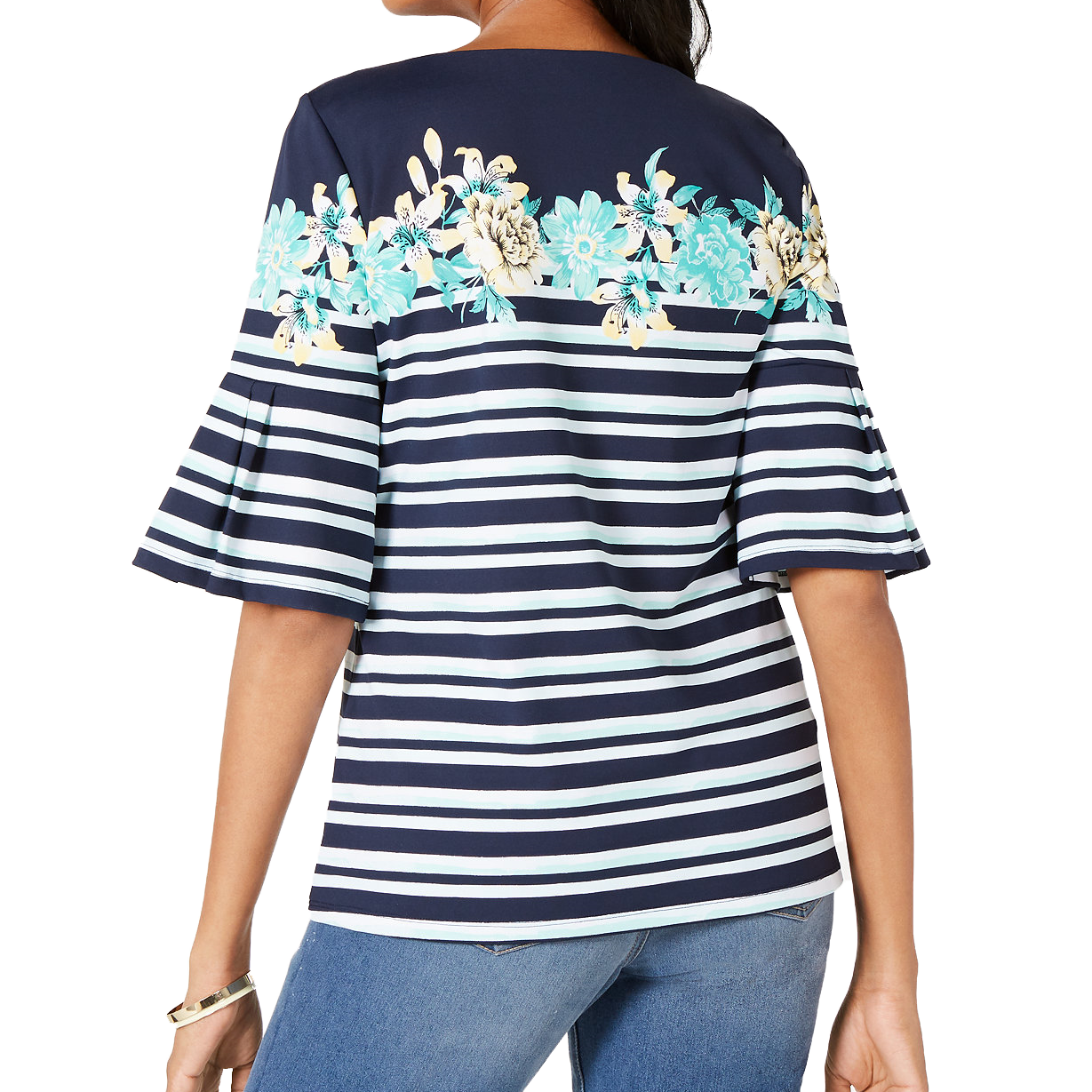 Charter Club Women Petite Printed Ruffle Sleeve Top