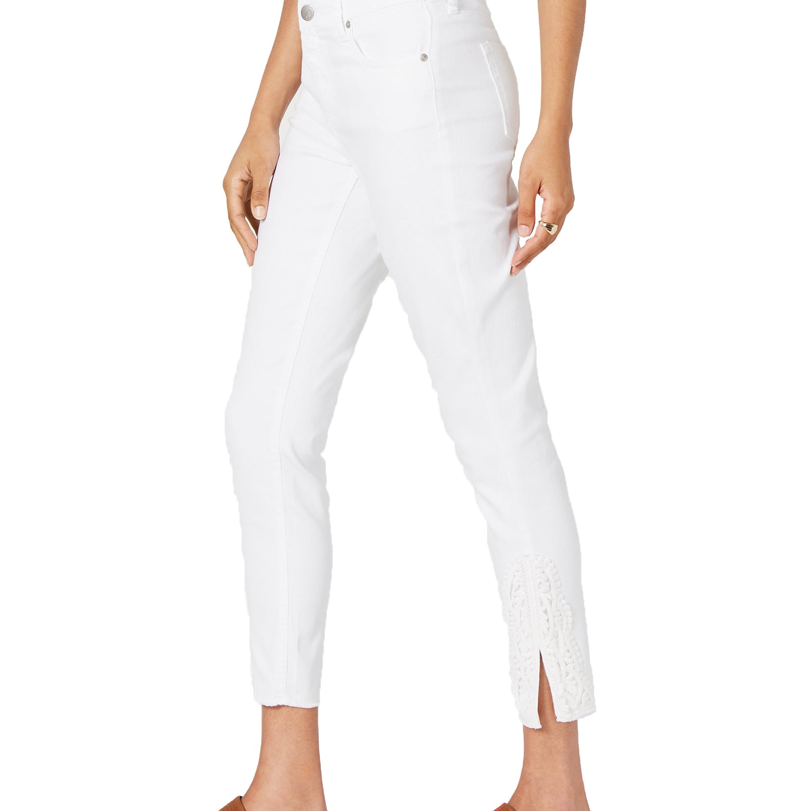 Style & Co Women Petite Crochet Trim Skinny Jeans