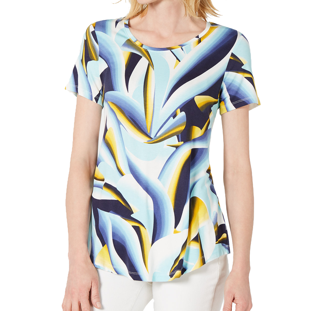 JM Collection Women Petite Printed Top Chromatic Blend