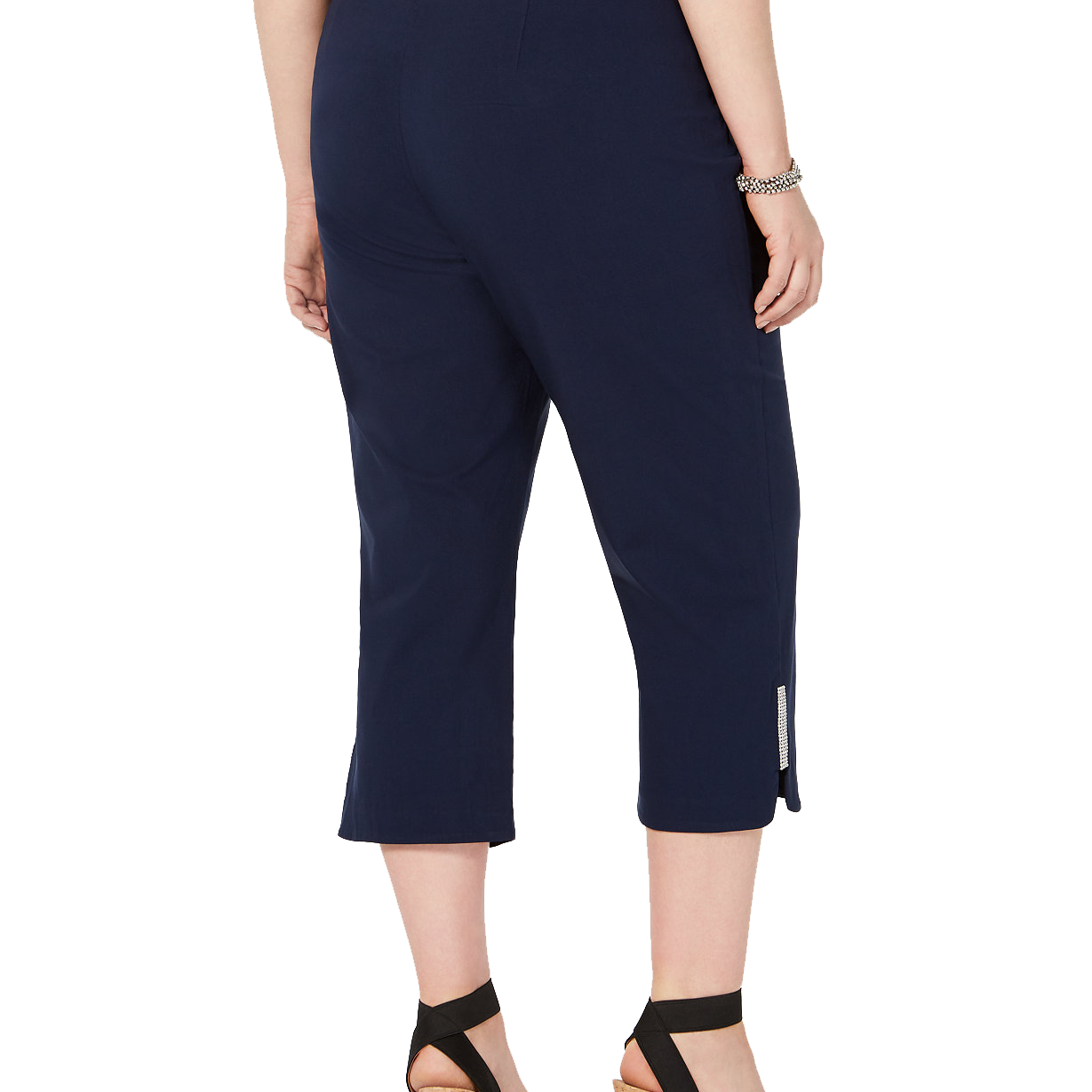 JM Collection Women Plus Rhinestone Embellished Capri Pants