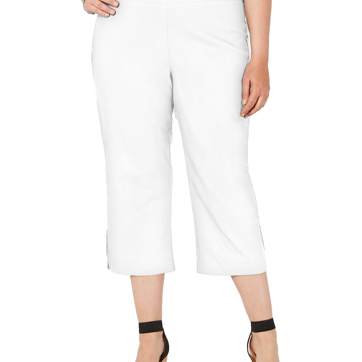JM Collection Women Plus Rhinestone Embellished Capri Pants