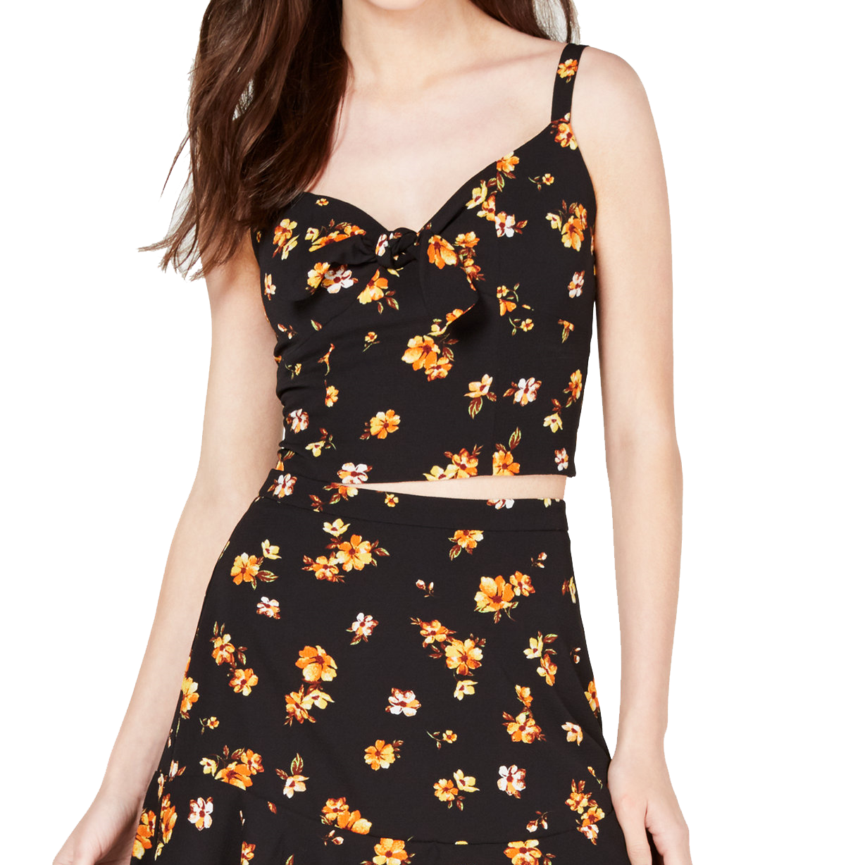 Gypsies & Moondust Women Printed Tie Front Top Black