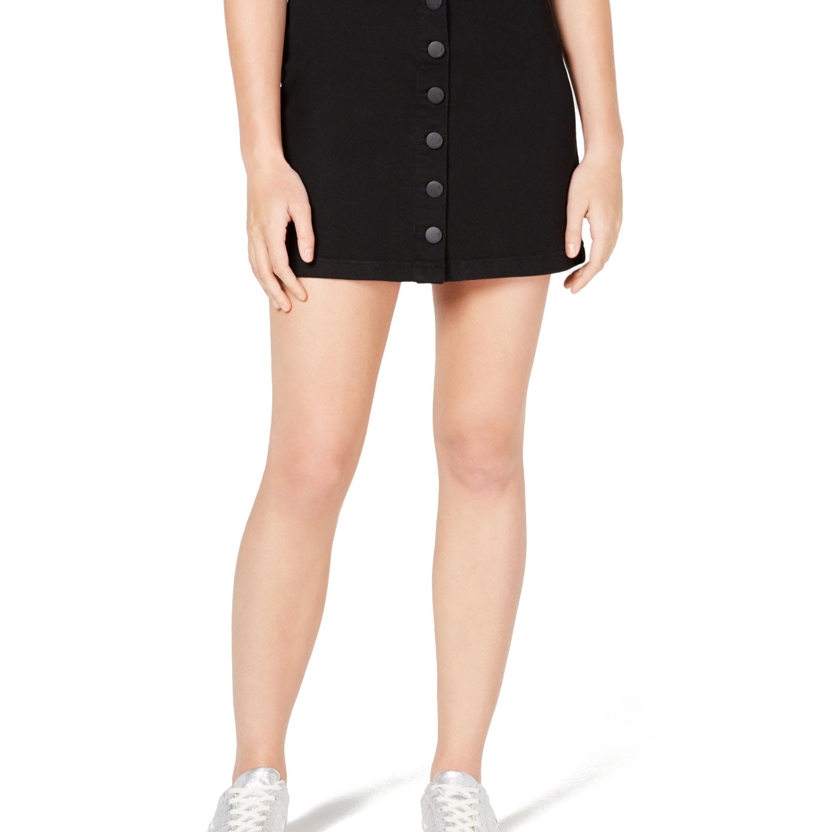 Dollhouse Women Button Front Jean Skirt Black