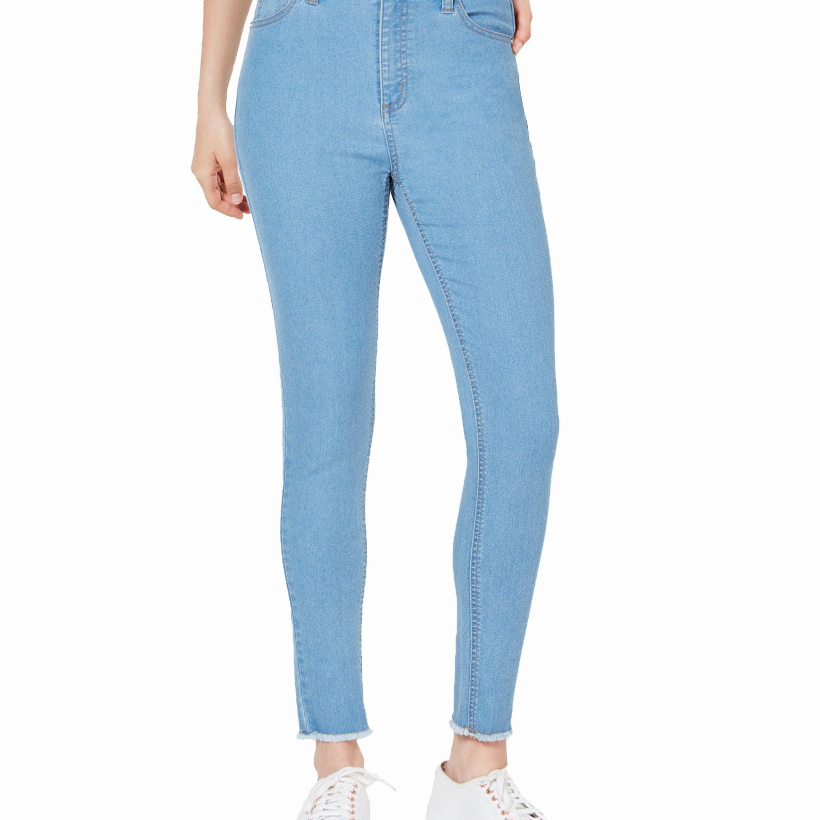 Tinseltown Women High Rise Raw Hem Skinny Jeans Dandy Wash