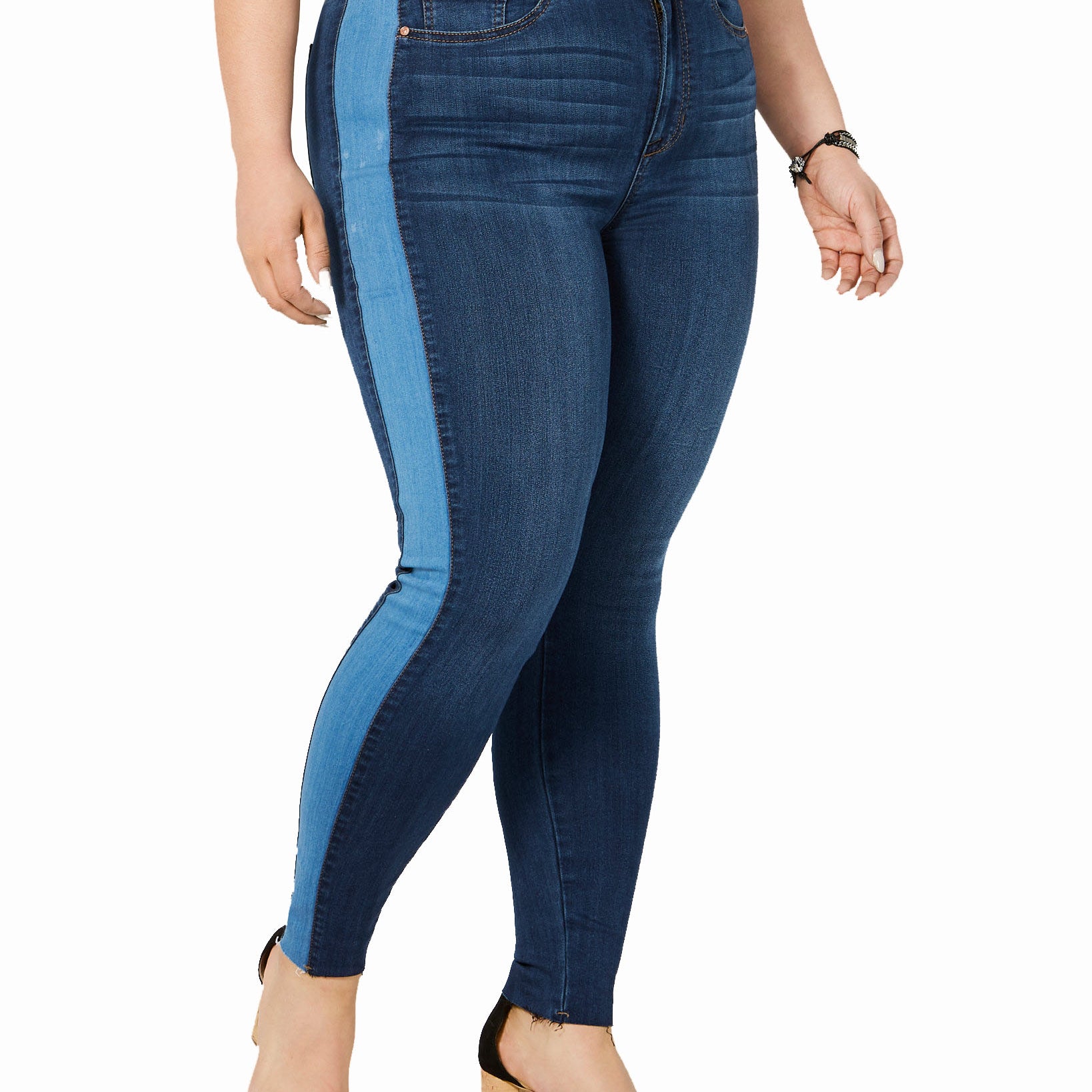 Celebrity Pink Women Plus Contrast Stripe Skinny Ankle Jeans Hartford