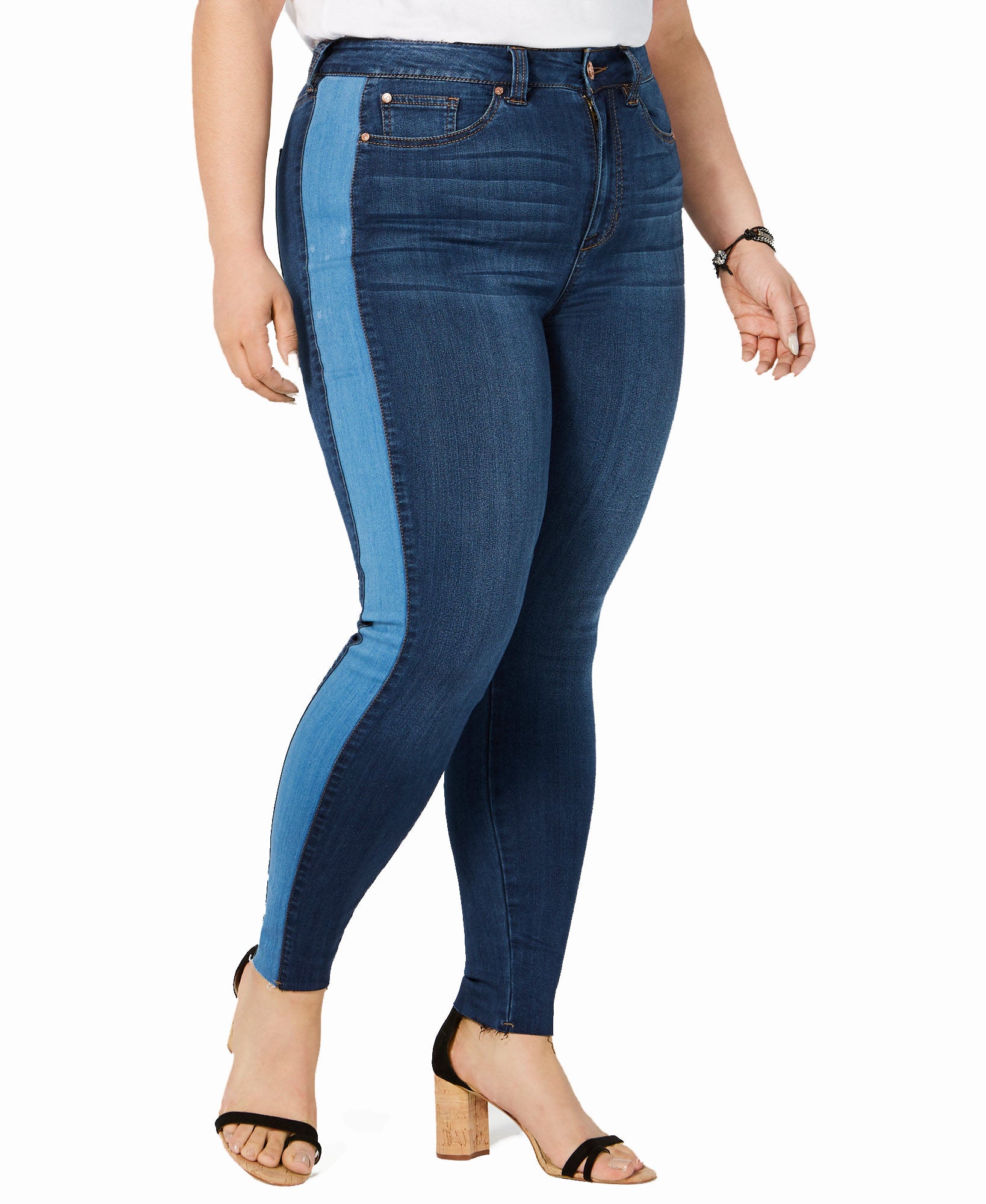 Celebrity Pink Women Plus Contrast Stripe Skinny Ankle Jeans Hartford