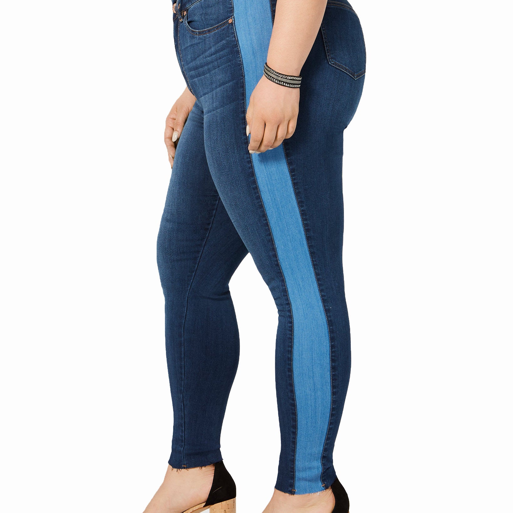 Celebrity Pink Women Plus Contrast Stripe Skinny Ankle Jeans