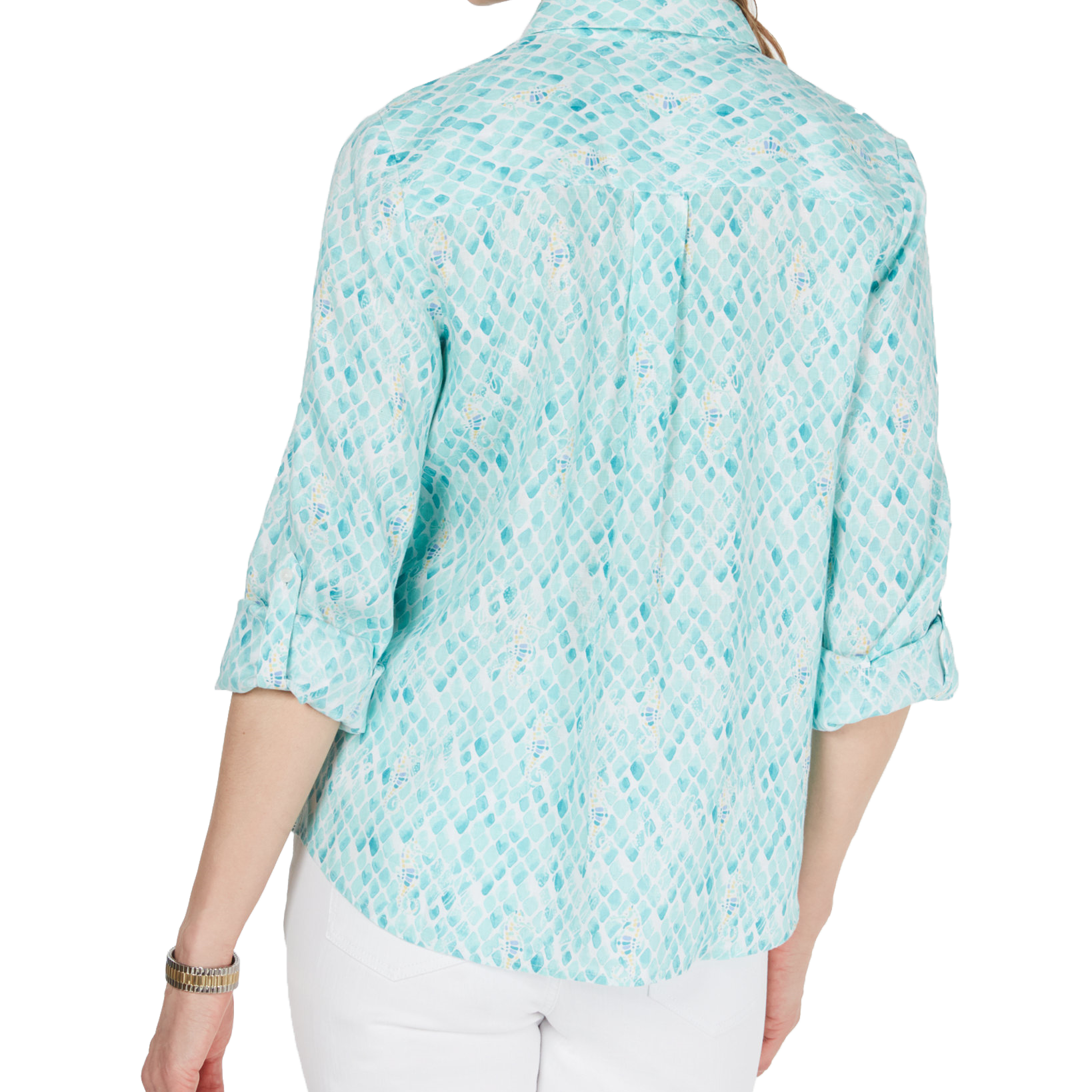 Charter Club Women Printed Button Down Linen Top