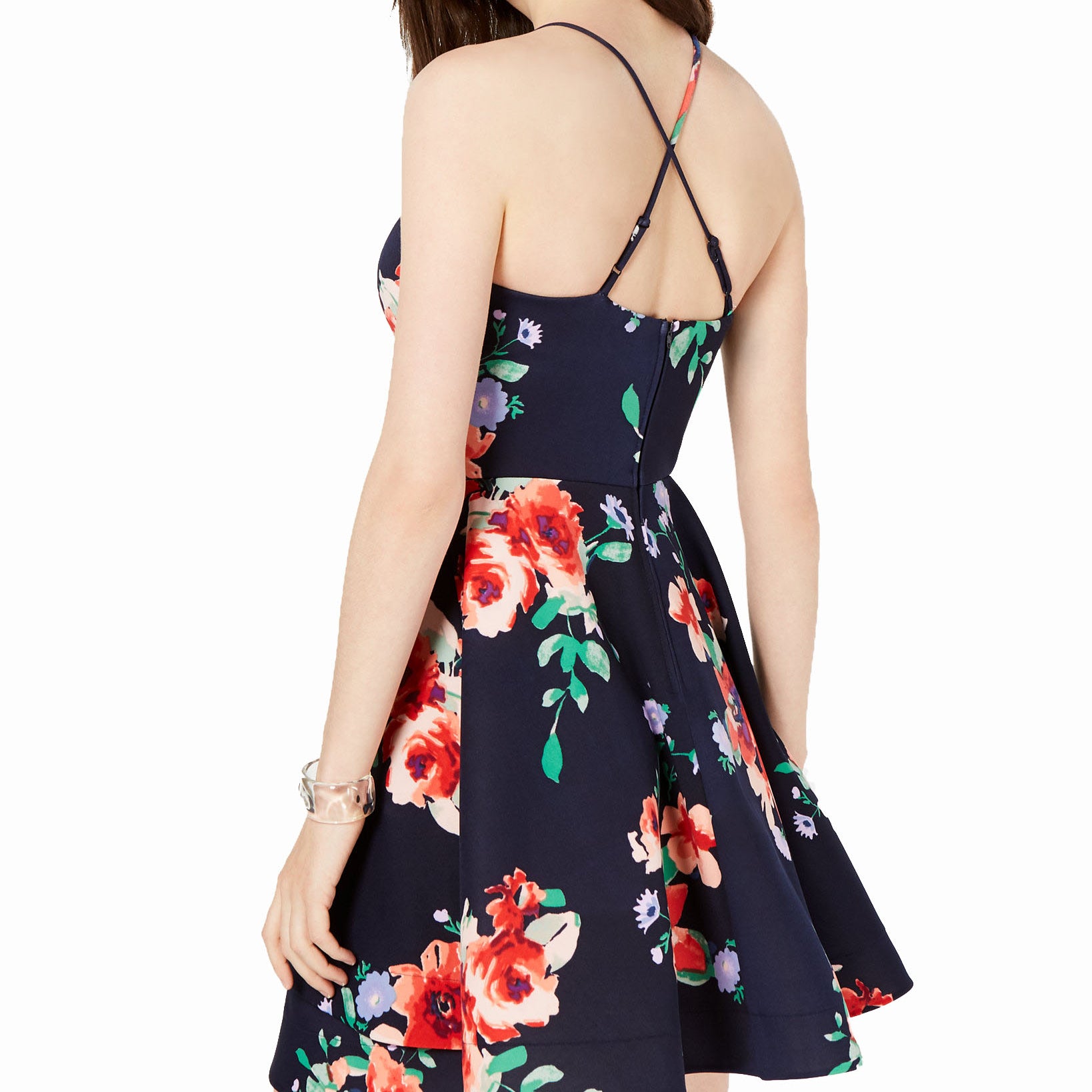 Sequin Hearts Women Floral Double Ruffle Dress