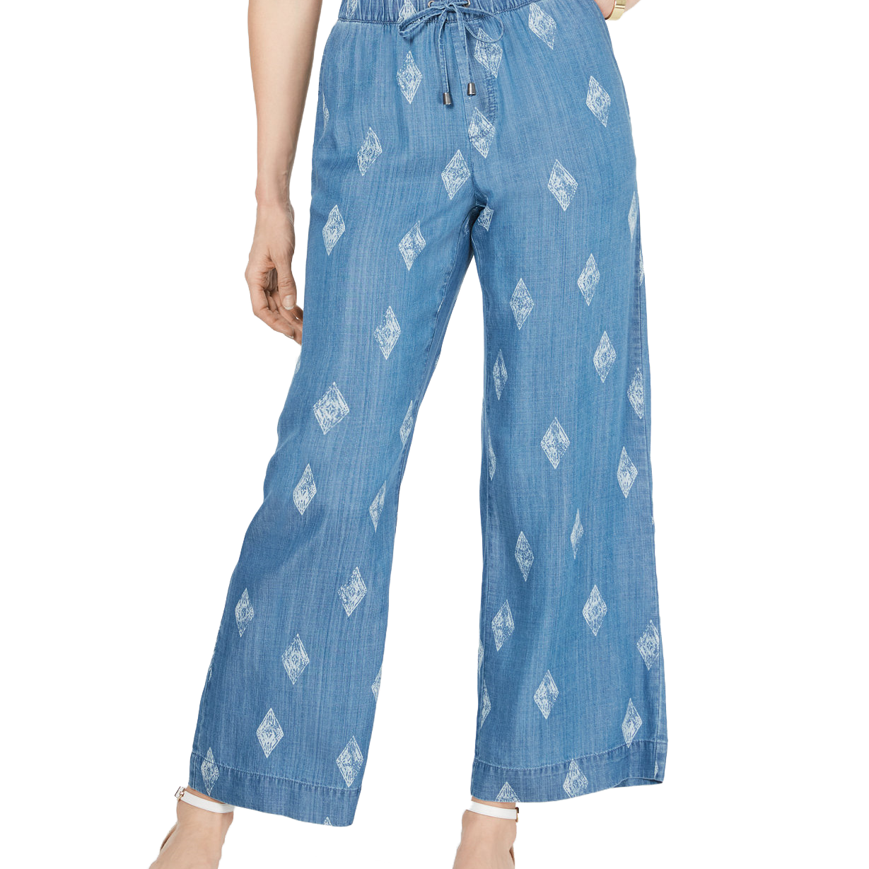 Style & Co Women Printed Wide Leg Pull On Pants Sun Wash Print