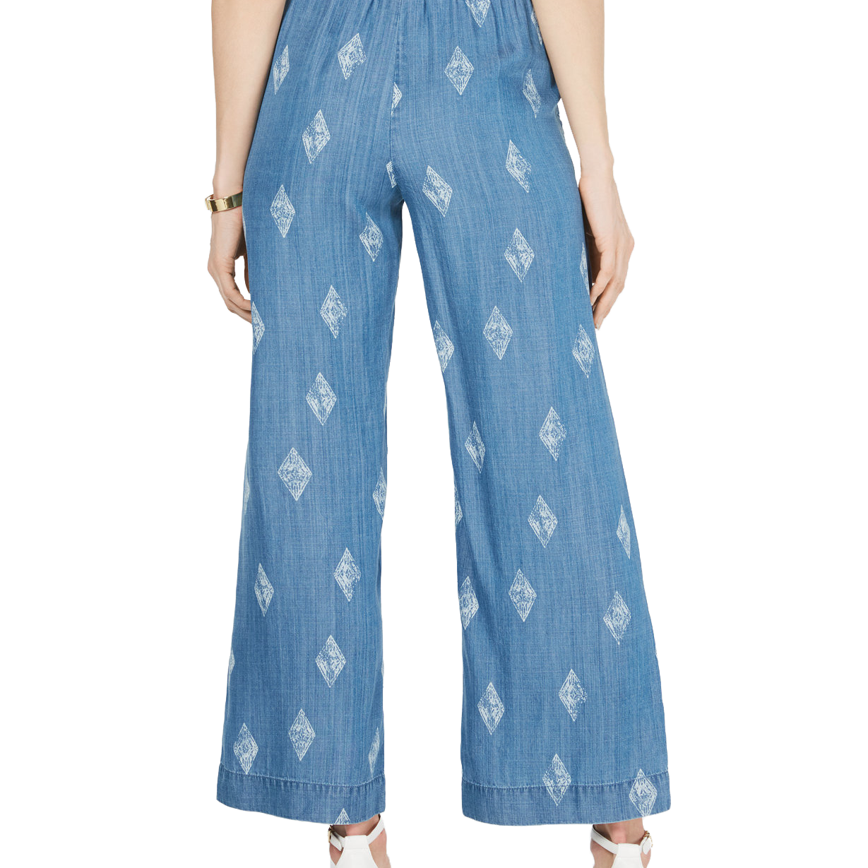 Style & Co Women Printed Wide Leg Pull On Pants