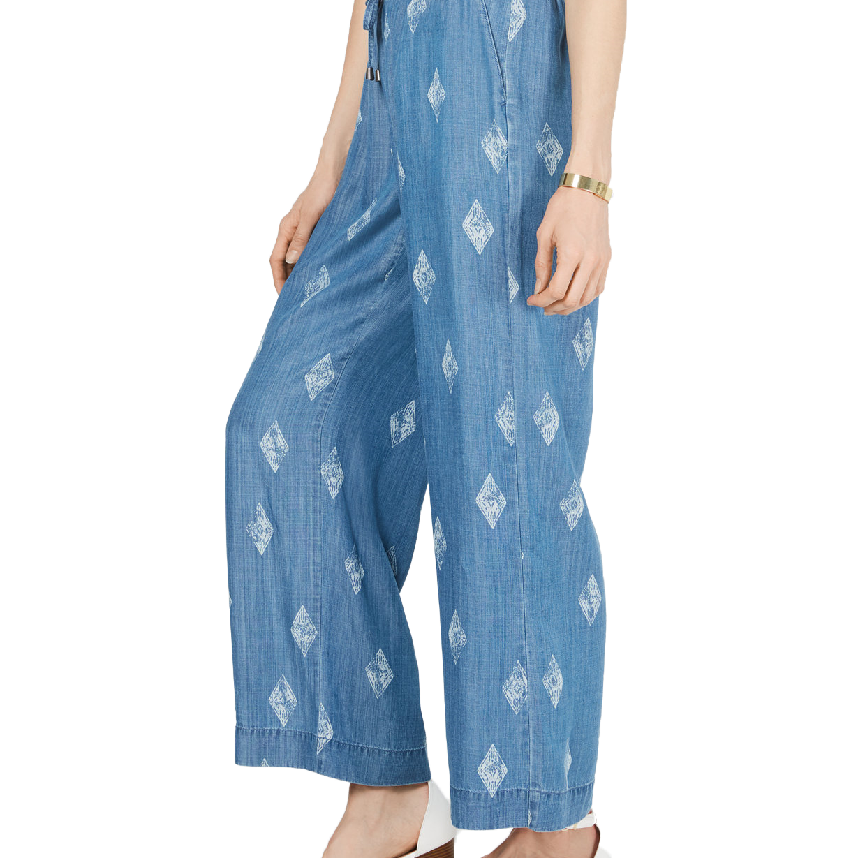 Style & Co Women Printed Wide Leg Pull On Pants