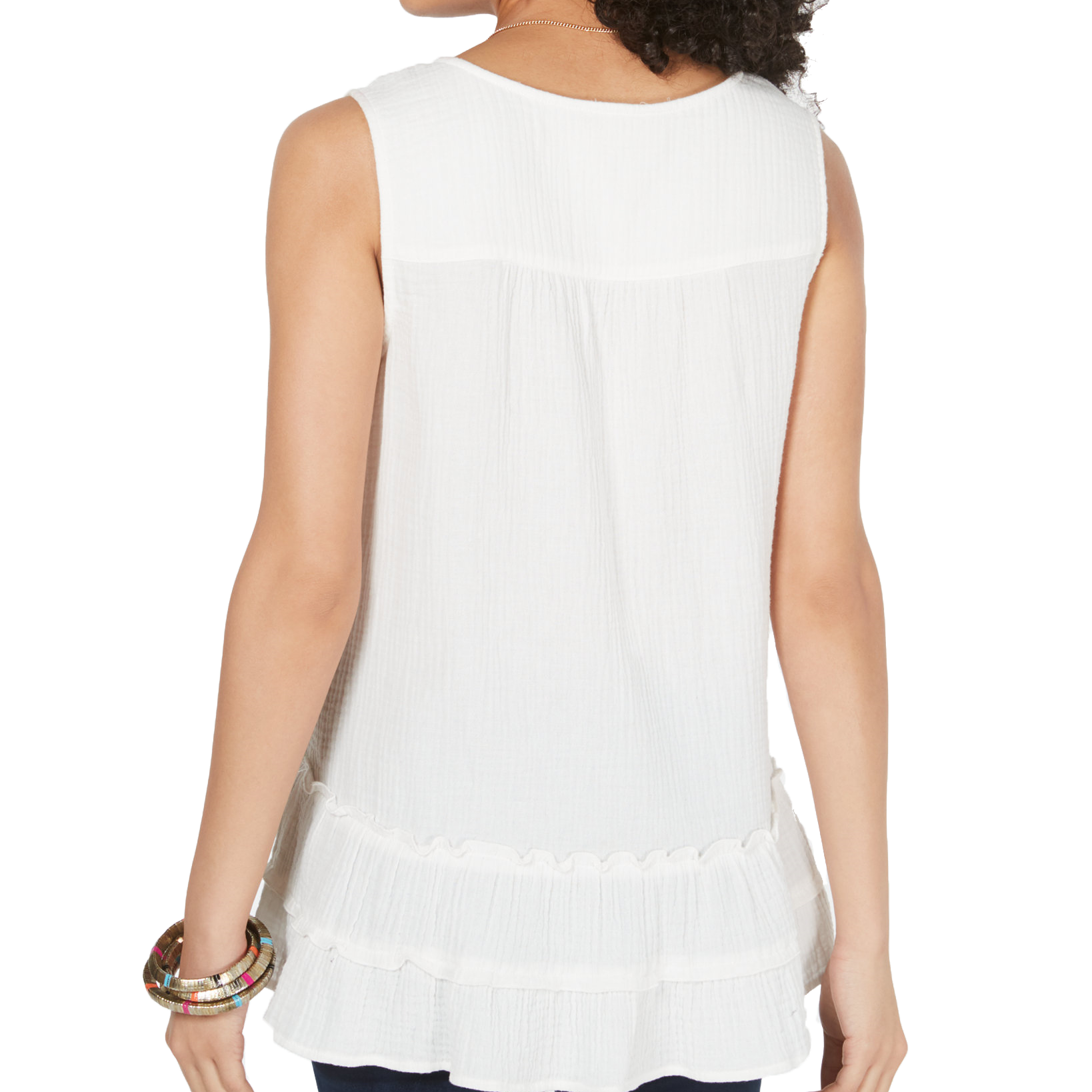 Style & Co Cotton Tiered Ruffle Hem Top