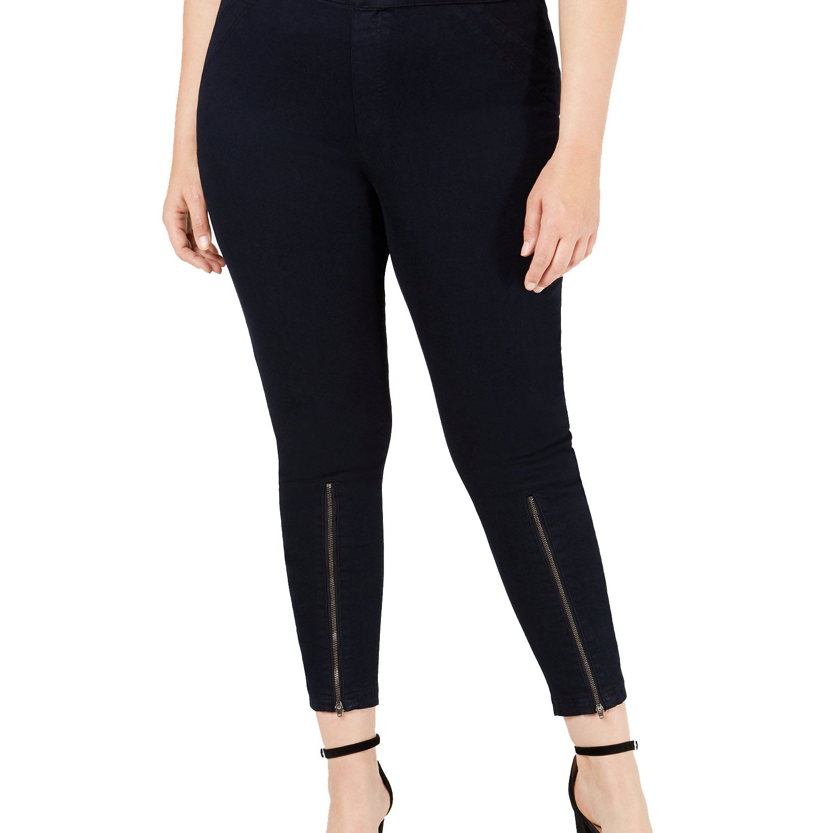 Hue Women Extreme Zip Hem Denim Leggings Dark Rinse