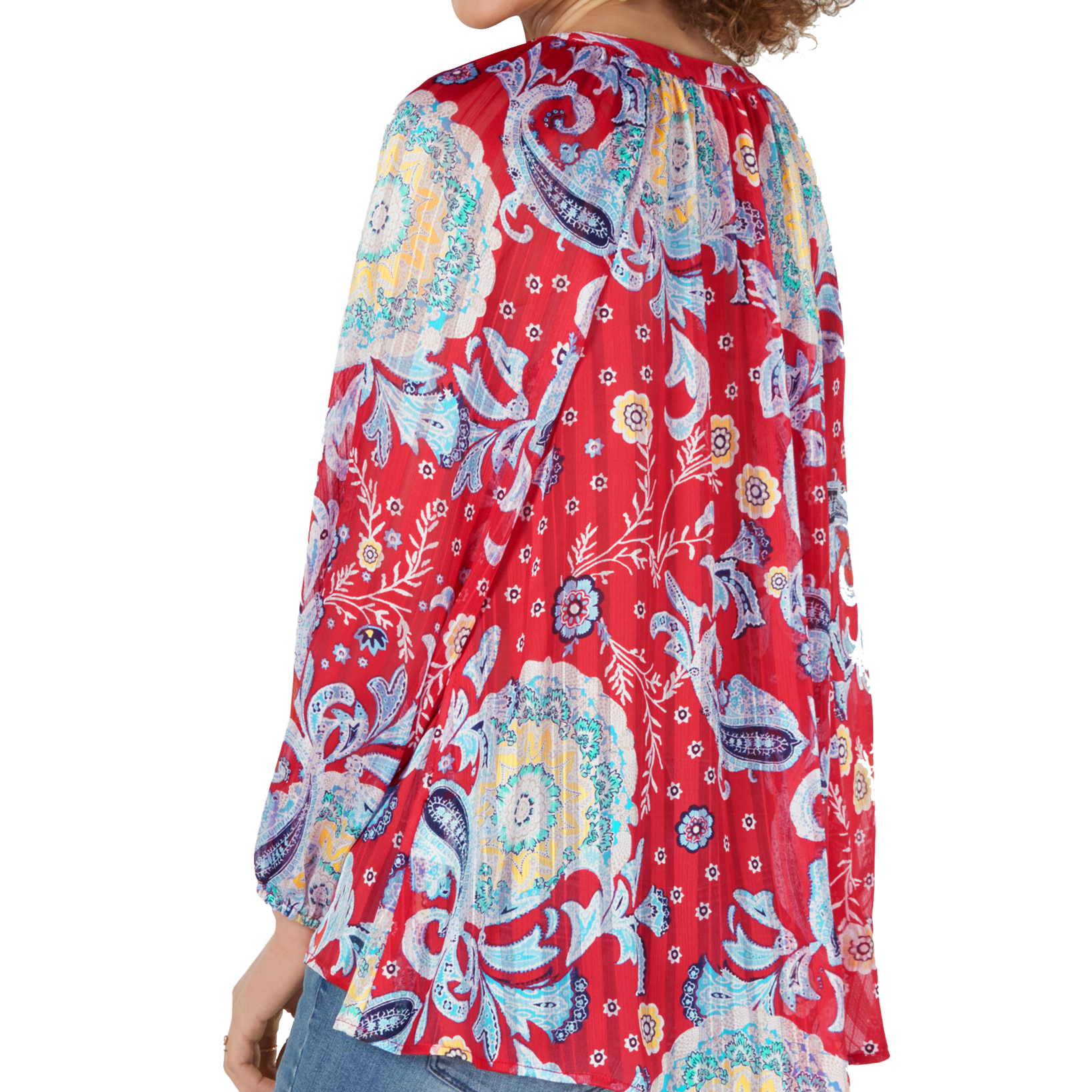 Style & Co Brilliant Burst Patchwork Peasant Blouse
