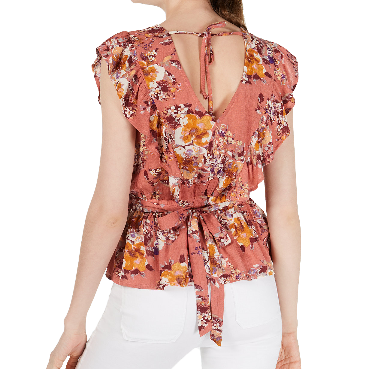 Gypsies & Moondust Women Floral Print Ruffle Sleeve Top